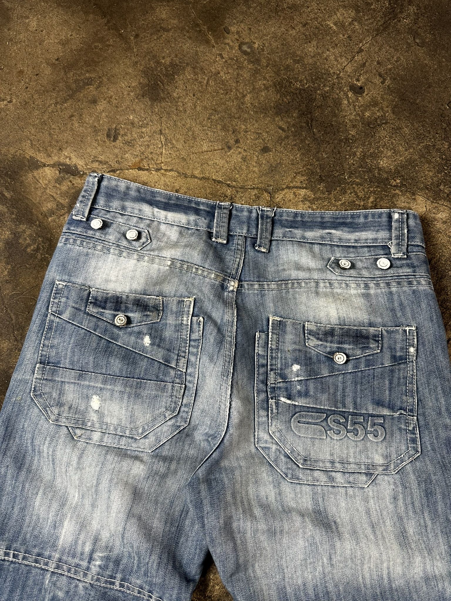 Japanese Brand Vintage Avant Garde Faded Cargo Jeans Y2k Shorts Size US 30 / EU 46 - 7 Thumbnail
