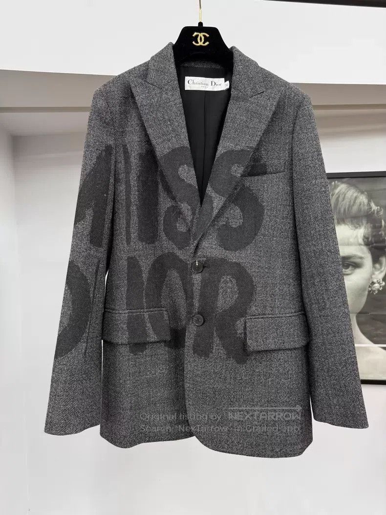 Dior Dior Gray letter suit jacket Size XXS / US 00 / IT 34 - 1 Thumbnail