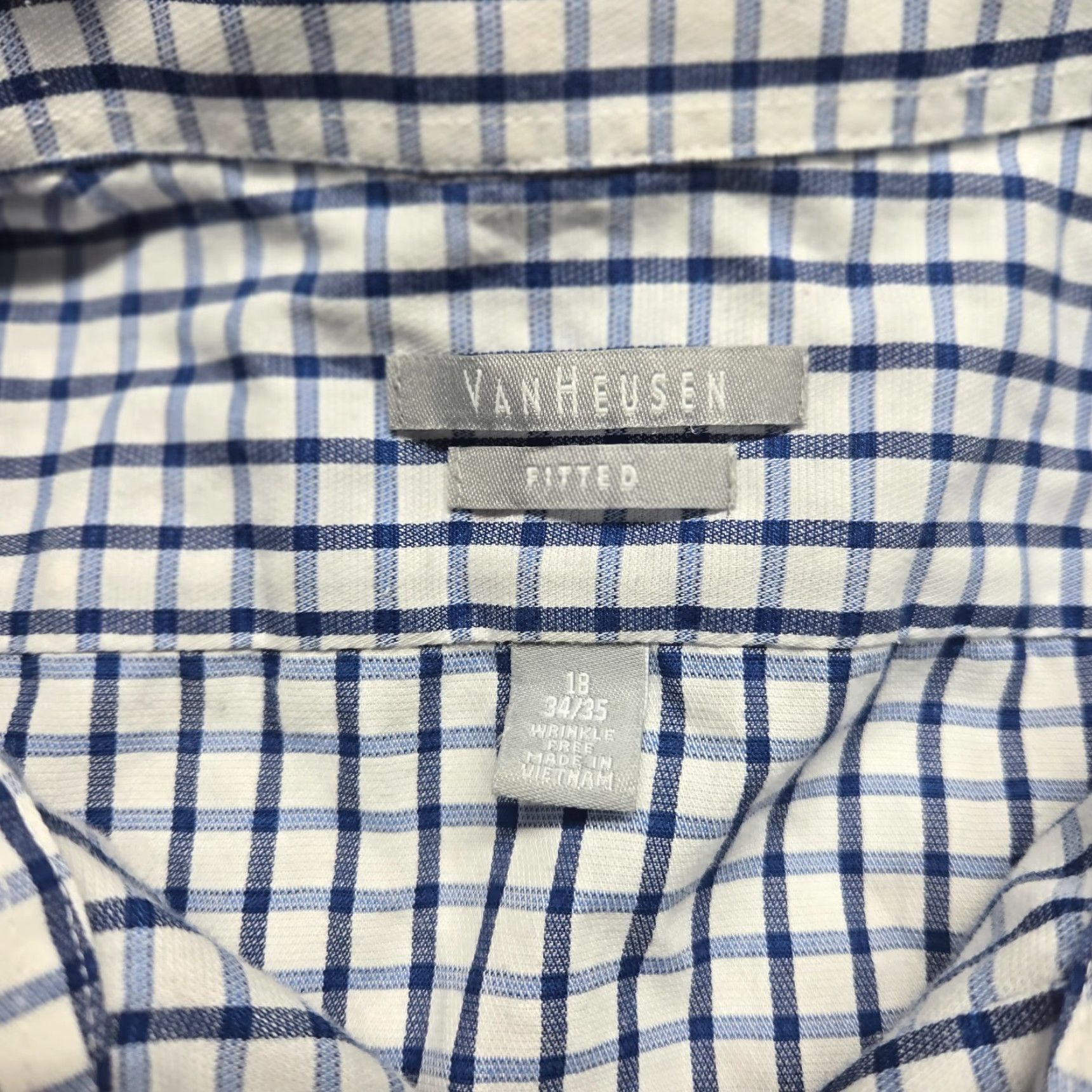 Van Heusen Van Heusen Shirt Button-Up Long Sleeve White Blue Checkered 18 Mens Store Brand 18 Size US XXL / EU 58 / 5 - 3 Thumbnail