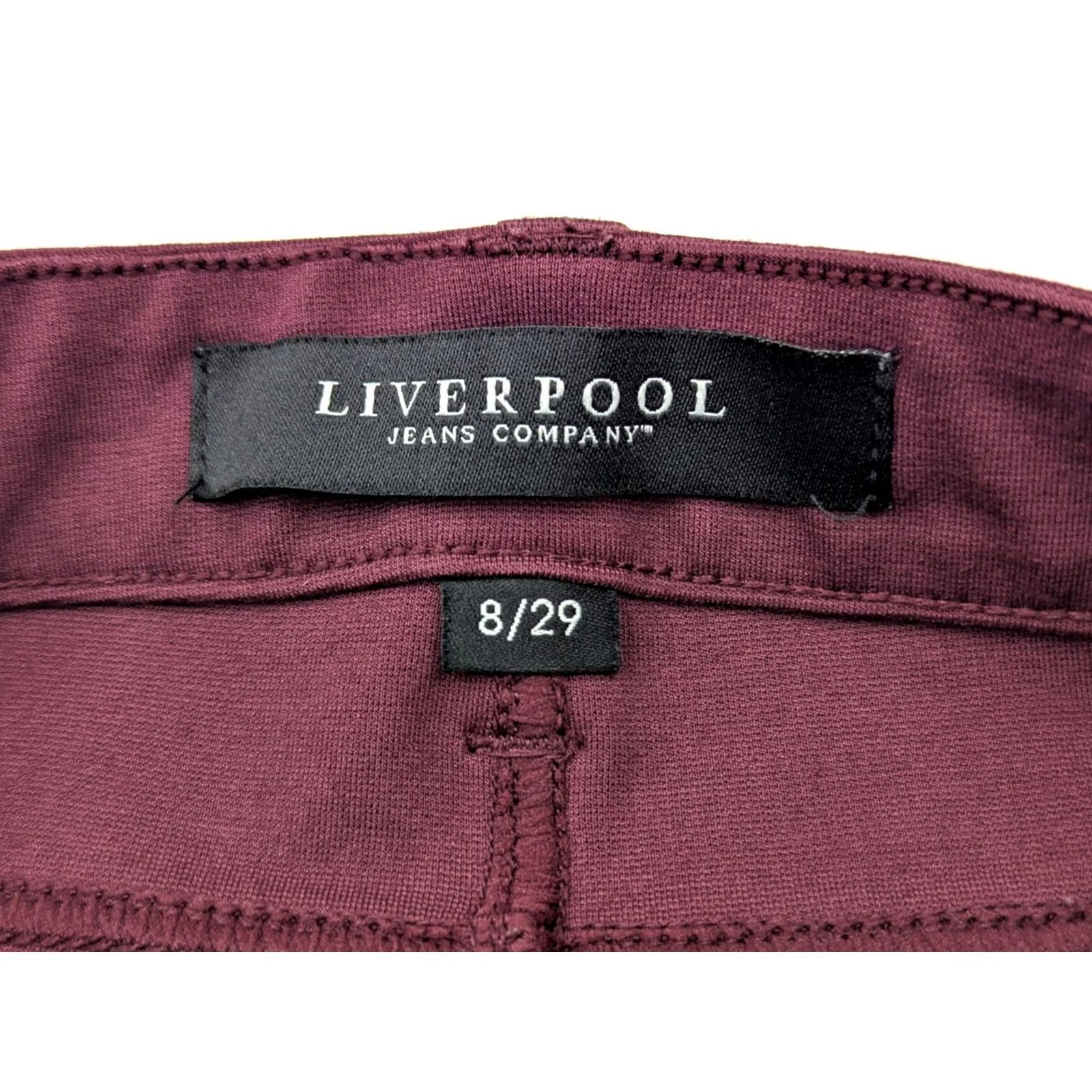 Vintage Liverpool Jeans The Ankle Skinny Jeans Women 8 Red Wine Stretch 30x27 5-Pocket Denim High Rise Skinny 30 in Belt Loops Women Size 30" / US 8 / IT 44 - 7 Thumbnail