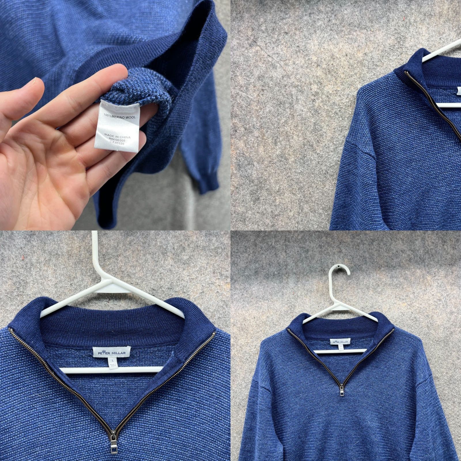 Peter Millar VINTAGE Peter Millar Sweater Mens Large Blue 1/4 Zip Pullover 100% Merino Wool Knit Size US L / EU 52-54 / 3 - 8 Thumbnail
