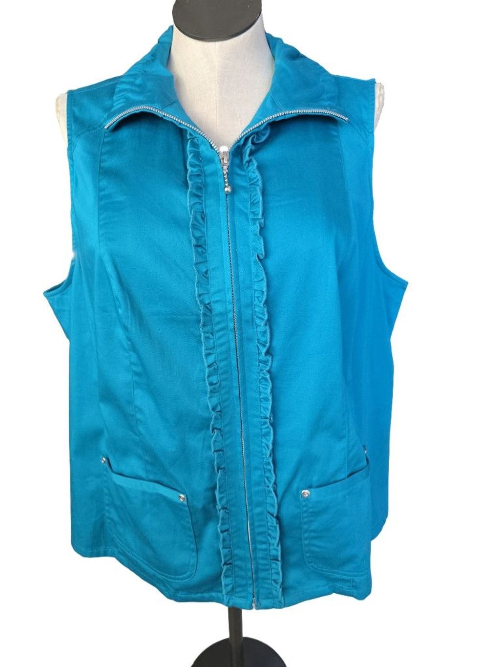 Other Christopher & Banks Vest Size 1X Teal Sleeveless Zip Up New Size 3XL / US 20-22 - 3 Thumbnail