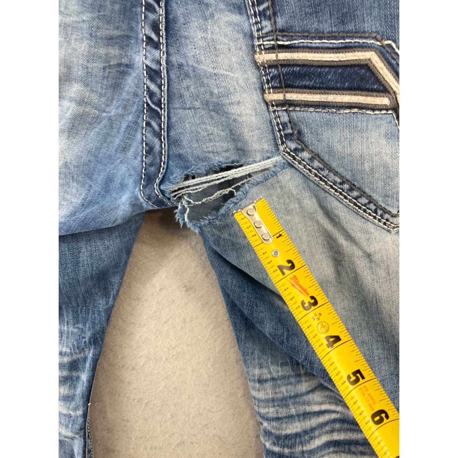 Vintage Salvage Supply Men's Jeans 34x30 Blue Distressed Straight Fit 5-Pocket Comfort Grunge Hip Hop Size US 34 / EU 50 - 7 Thumbnail