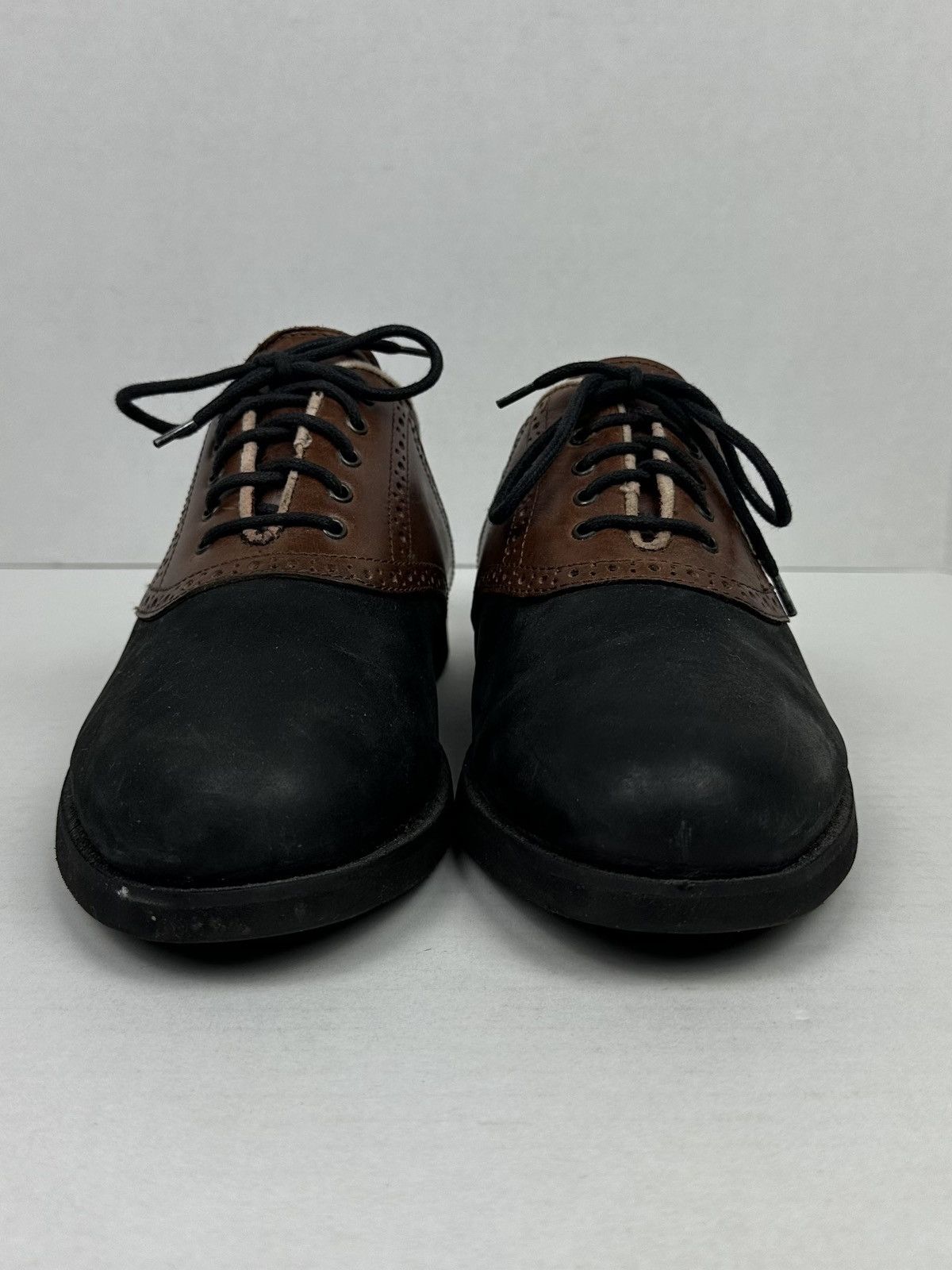 Florsheim × Vibram FLORSHEIM Two Tone Black Brown Saddle Shoes Oxford Size US 9.5 / EU 42-43 - 4 Thumbnail