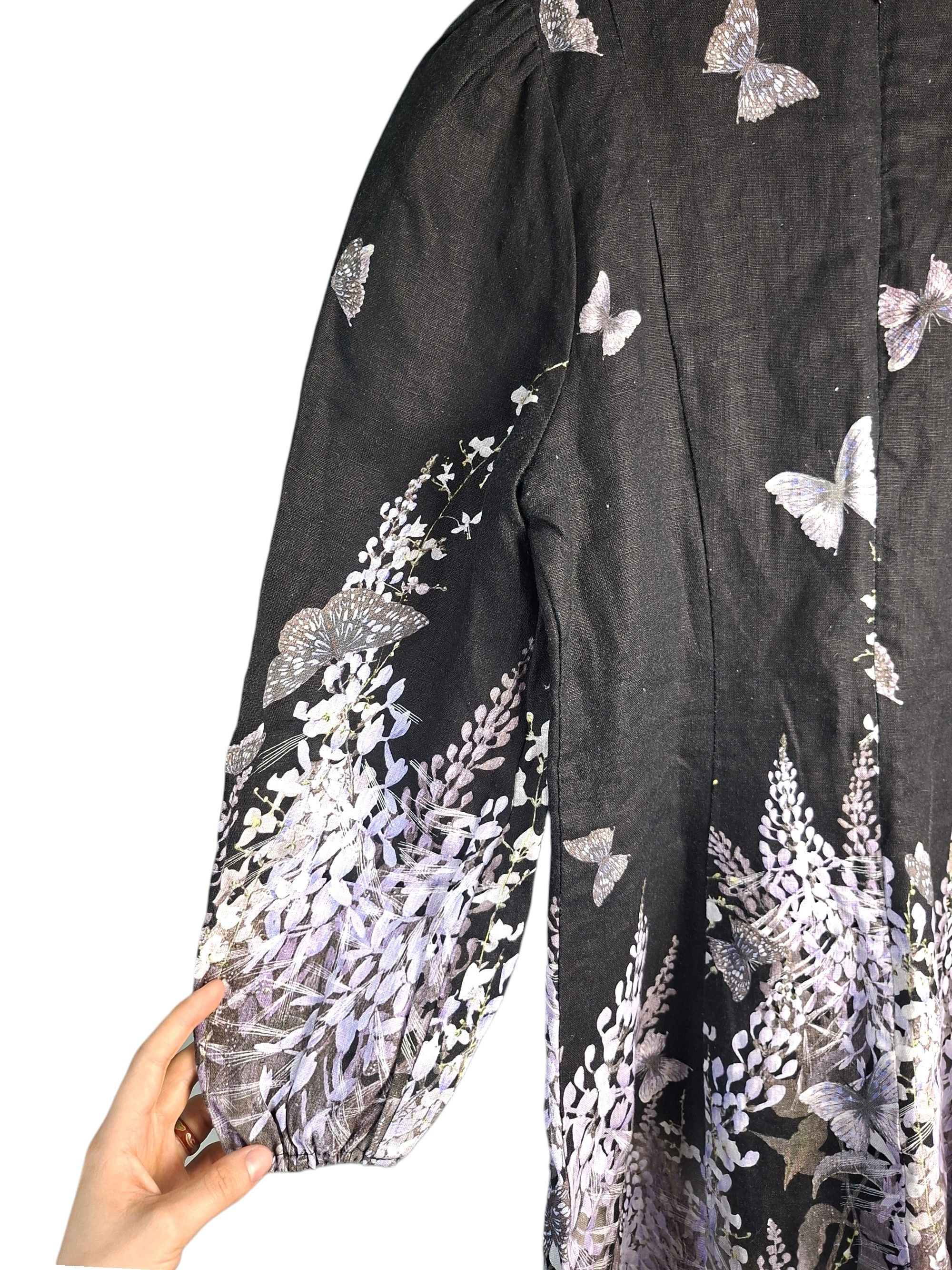 Zimmermann Zimmermann Botanica Butterfly Mini Dress Black Linen Size M / US 6-8 / IT 42-44 - 10 Thumbnail