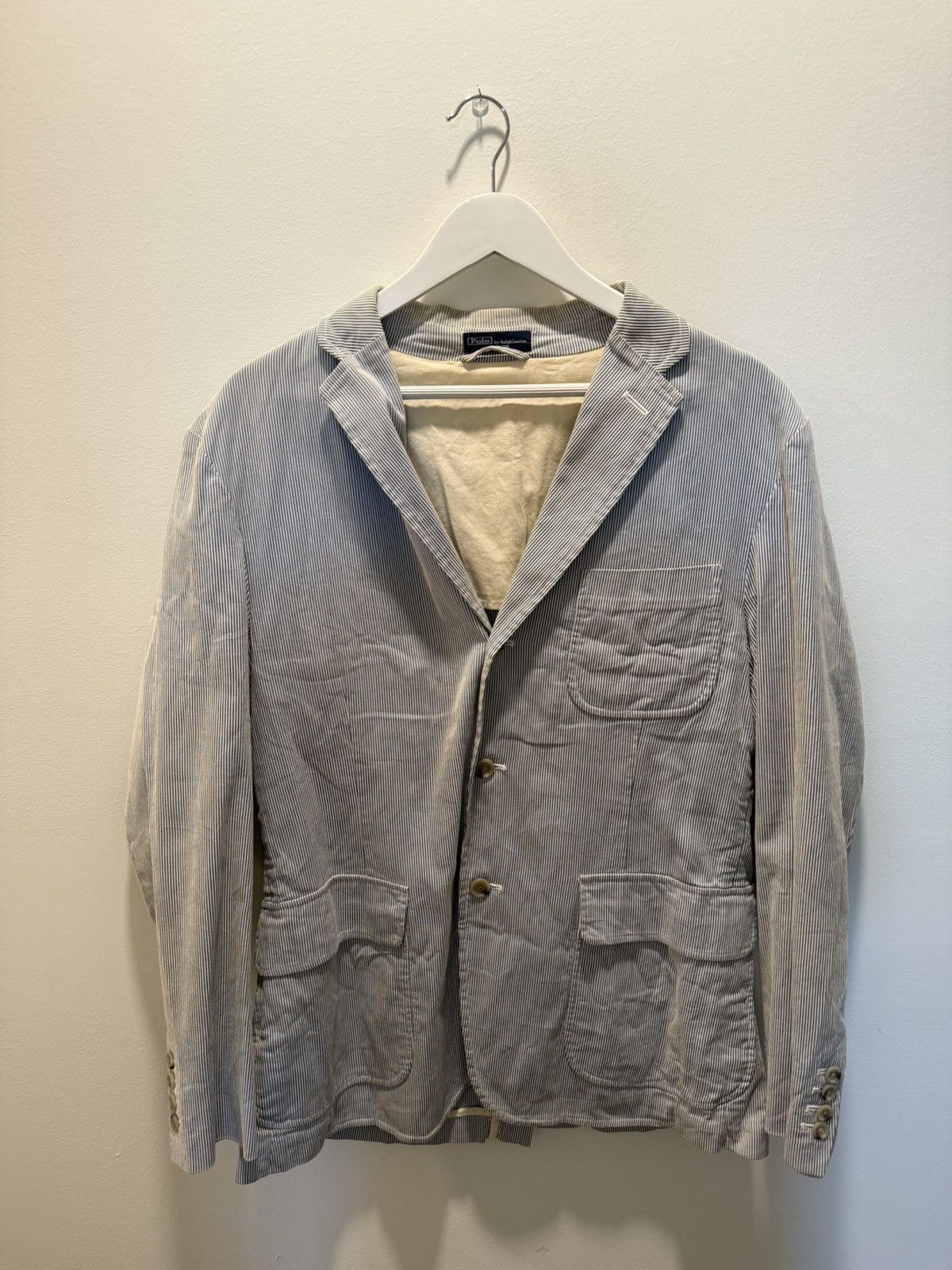 Polo Ralph Lauren RALPH LAUREN HICKORY STRIPE BLAZER Size 44S - 1 Thumbnail