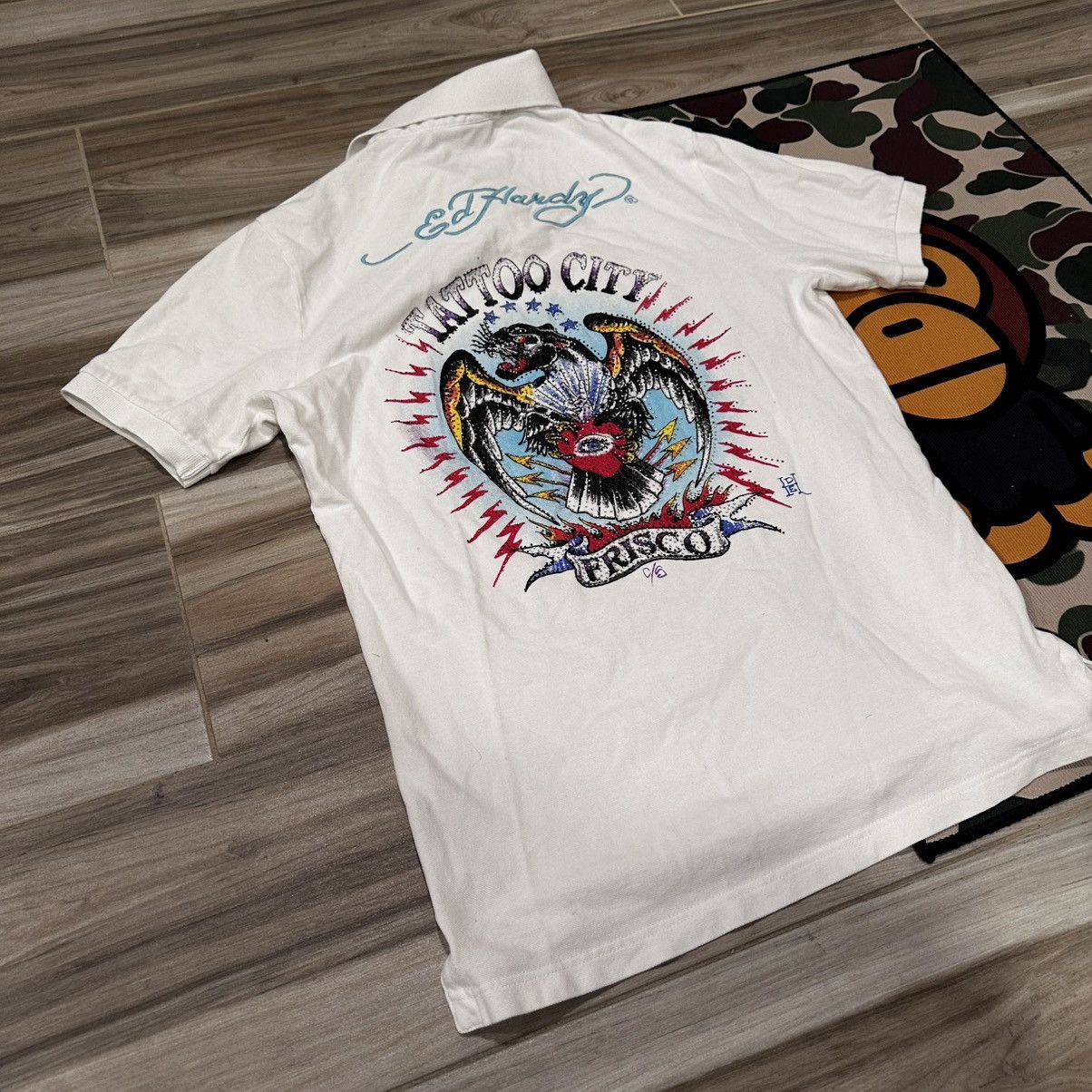 Ed Hardy Vintage Y2K Ed Hardy Eagle Heart Rhinestone White Polo Shirt Size US XXL / EU 58 / 5 - 3 Thumbnail