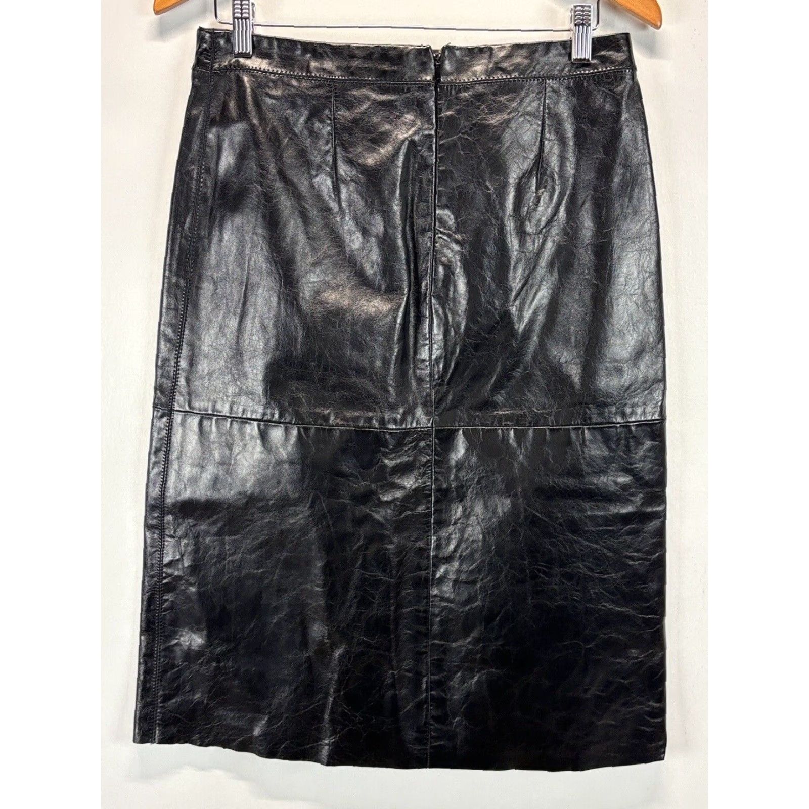 Gap VINTAGE Gap Midi Leather A-Line Skirt Women's Size 8 Black 90s Y2K Lined Size 30" / US 8 / IT 44 - 3 Thumbnail
