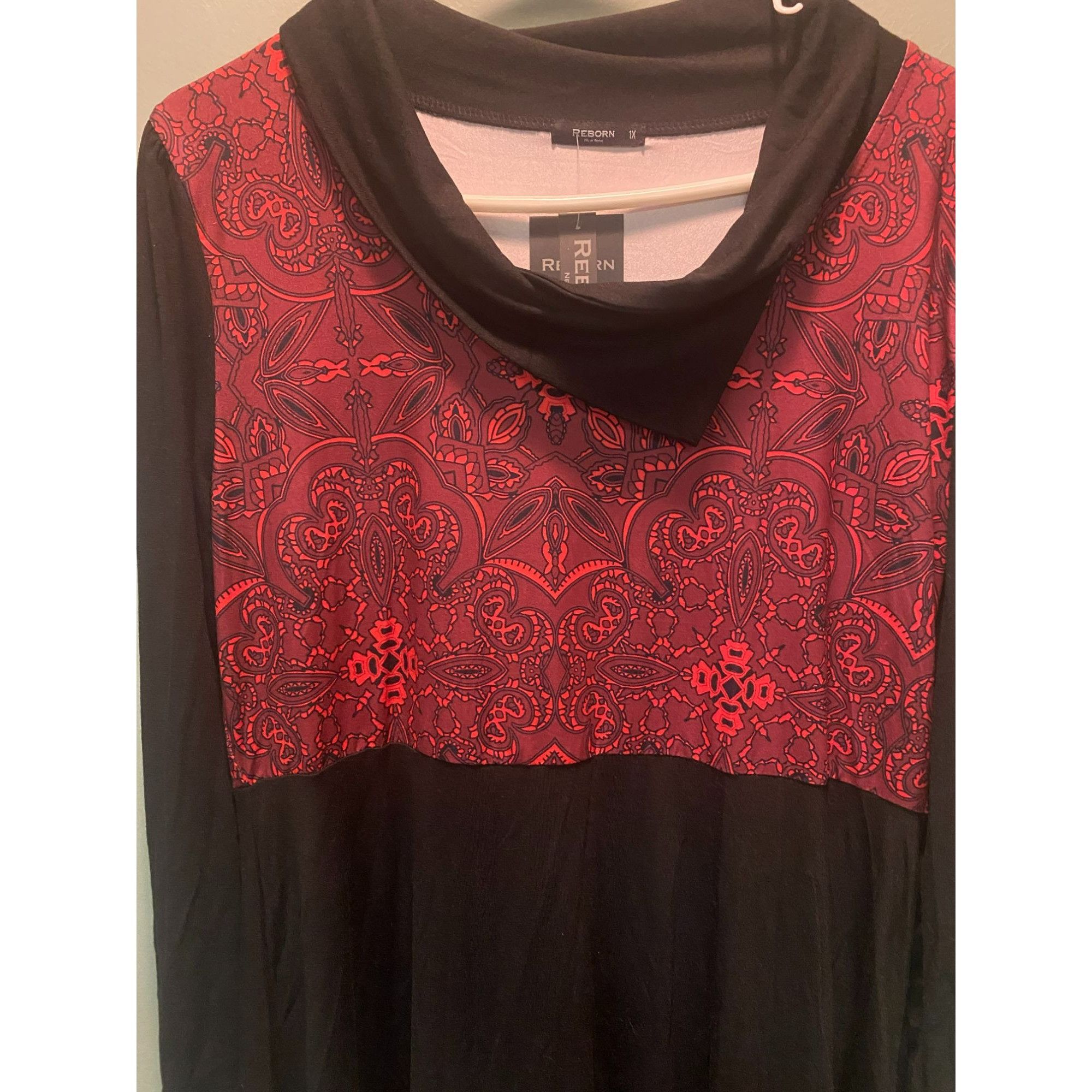 Other Reborn New York Womens 1X Plus Black & Red Long Sleeve Dress Size XXL / US 16-18 / IT 52-54 - 4 Thumbnail