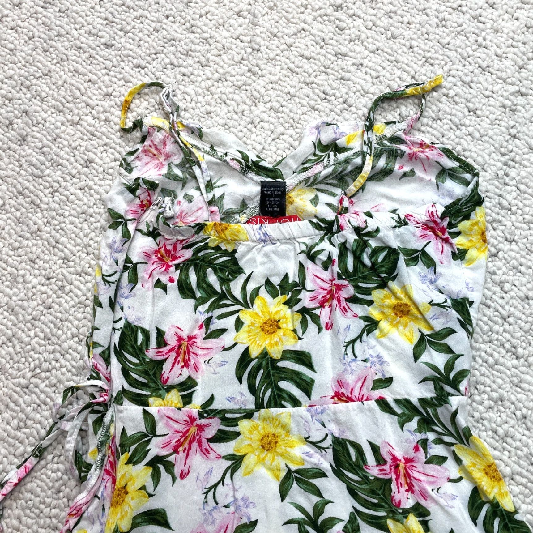 Vintage Hot Kiss Sundress White Floral Juniors S Sleeveless Midi Rayon Casual Dress Women Size S / US 4 / IT 40 - 8 Thumbnail