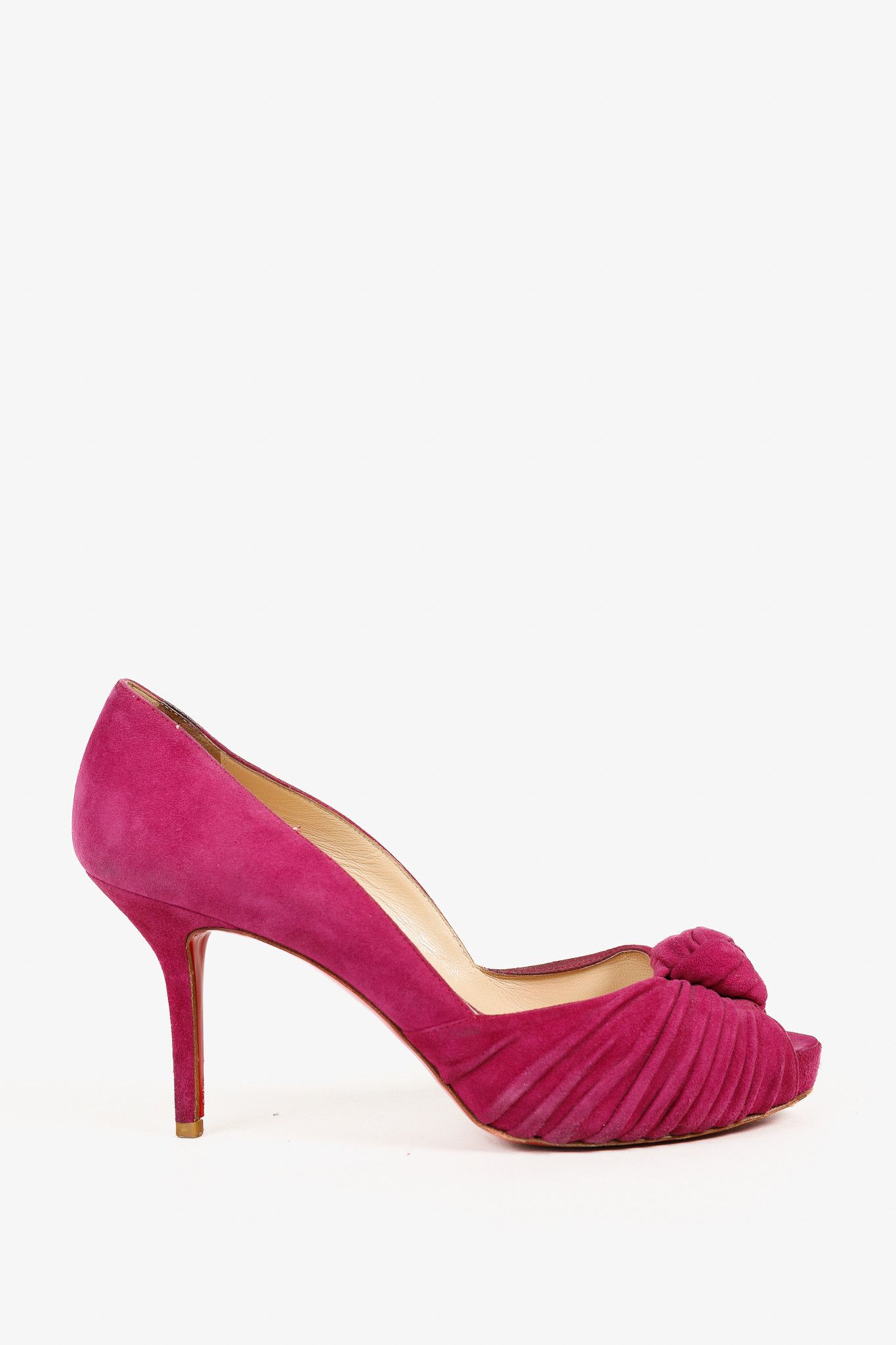 Christian Louboutin Christian Louboutin Lady Gres Pink Knotted Suede Pumps Size US 7.5 / IT 37.5 - 1 Thumbnail
