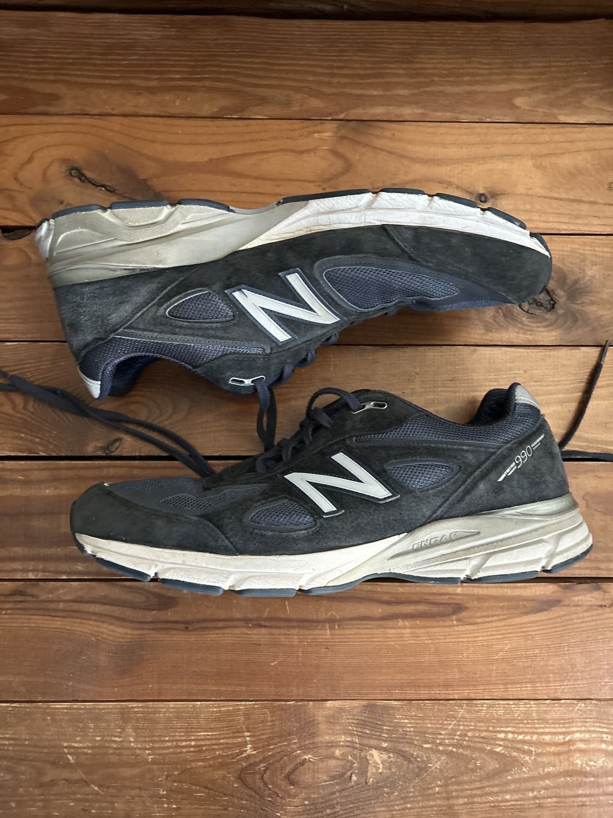 New Balance Vintage New Balance 990v4 Navy Suede Sneakers Grailed