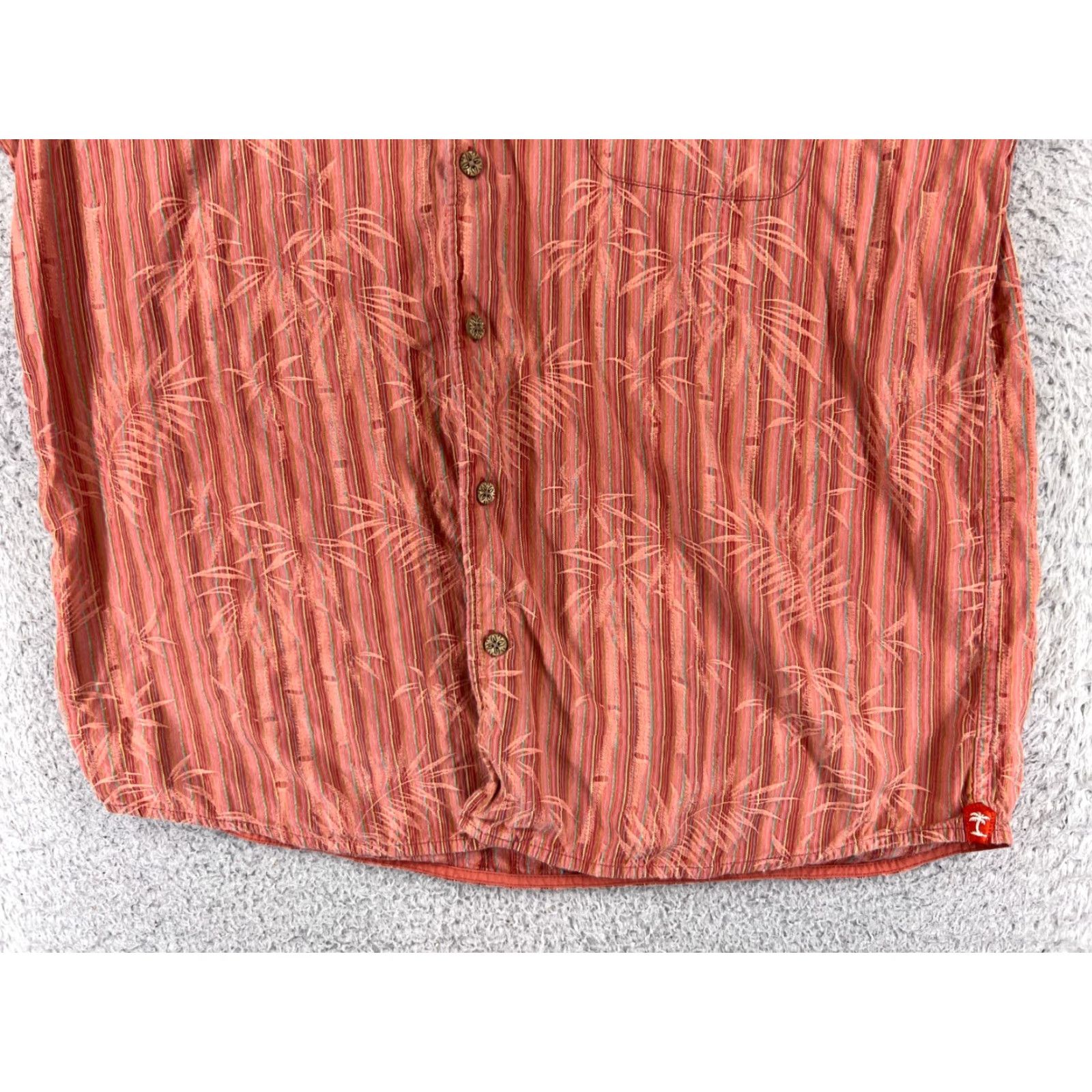 Tommy Bahama Tommy Bahama Shirt Men Large Red Bamboo Stripe Hawaiian Button Up Pocket Beach Size US L / EU 52-54 / 3 - 5 Thumbnail