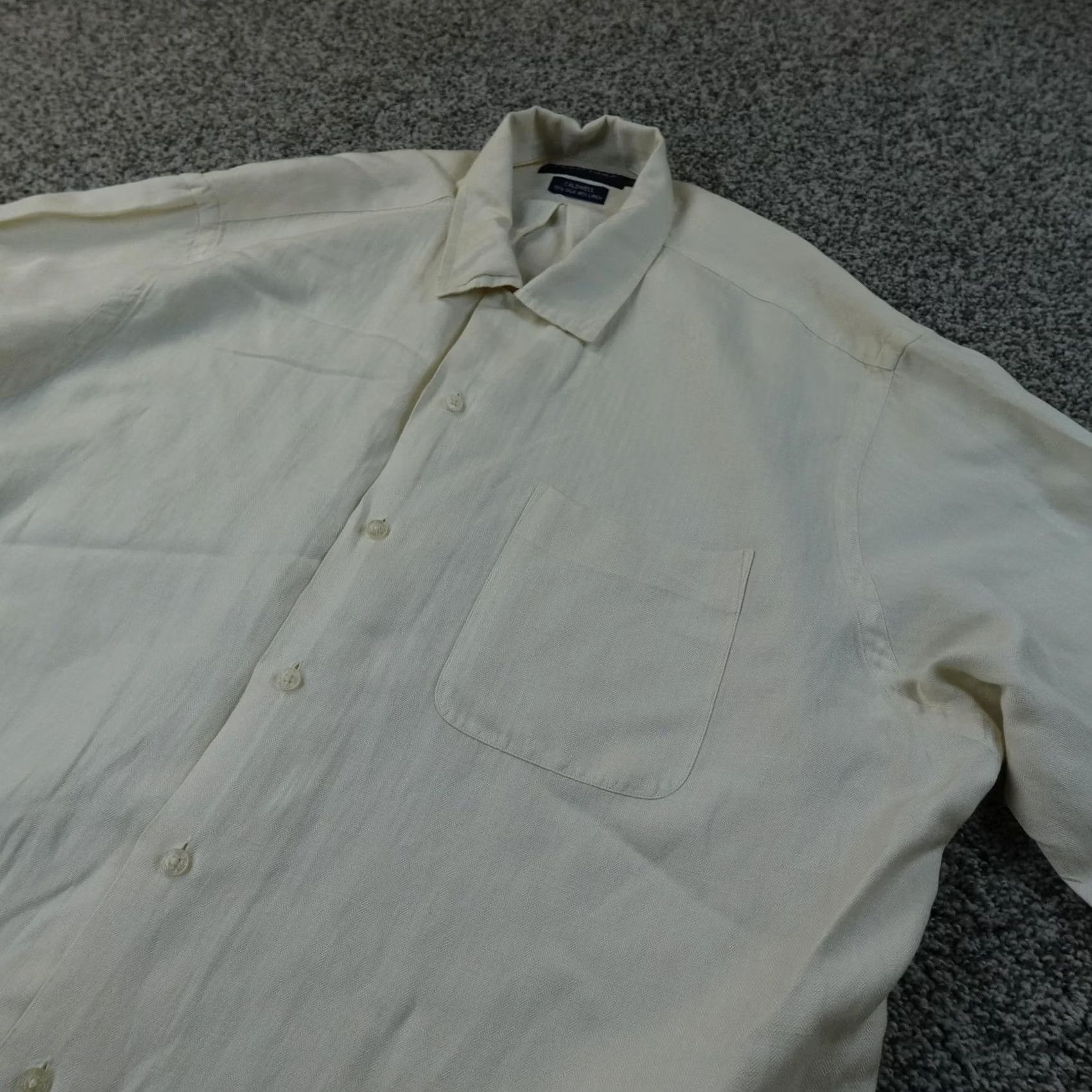 Ralph Lauren VINTAGE Ralph Lauren Shirt Mens 2XL White Silk Linen Caldwell Button-Up Polo Golf Short Sleeve Size US XXL / EU 58 / 5 - 2 Thumbnail