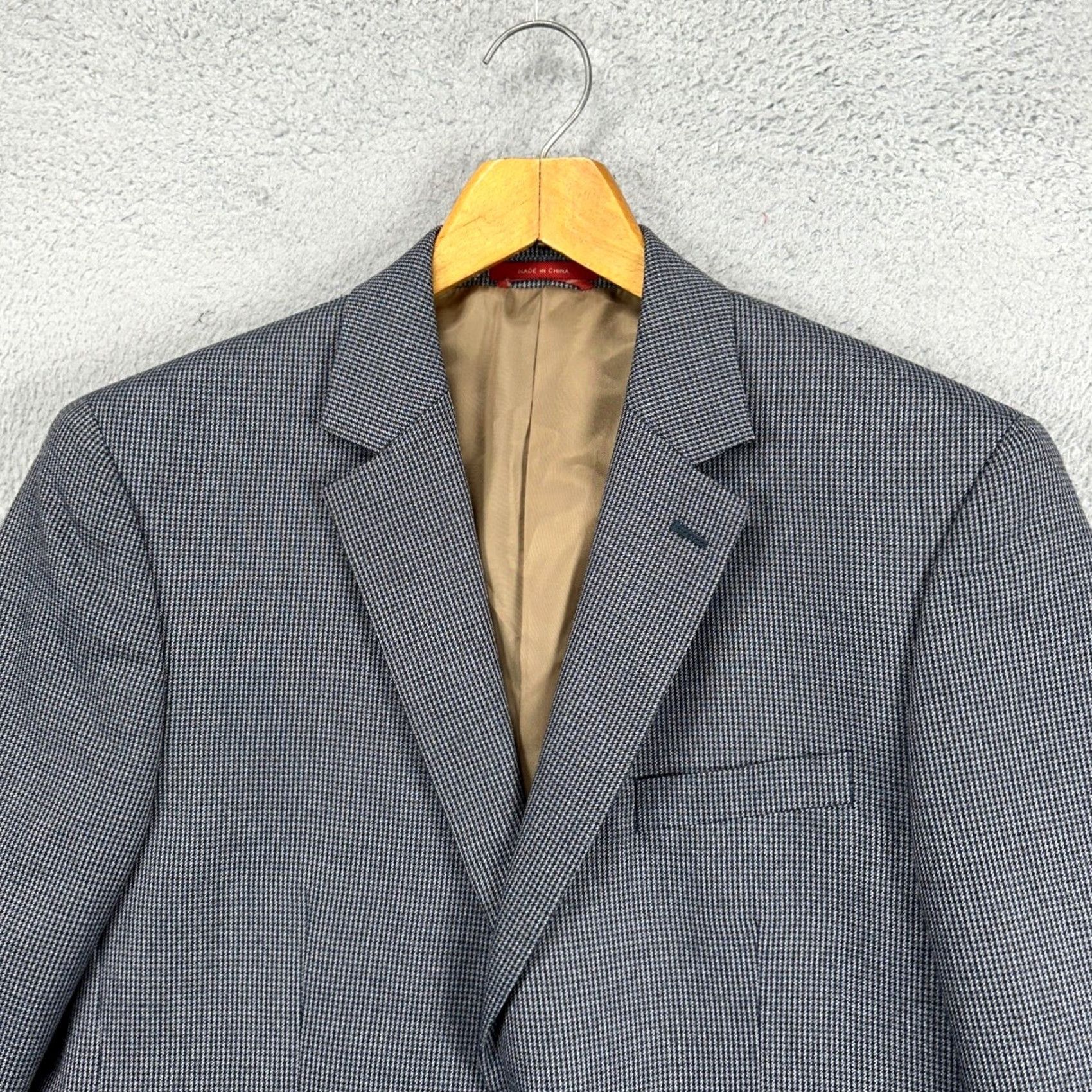 Izod Izod Sport Coat Blazer Mens 41R Gray Houndstooth 2-Button Pocket Business Suit Size 42R - 4 Thumbnail