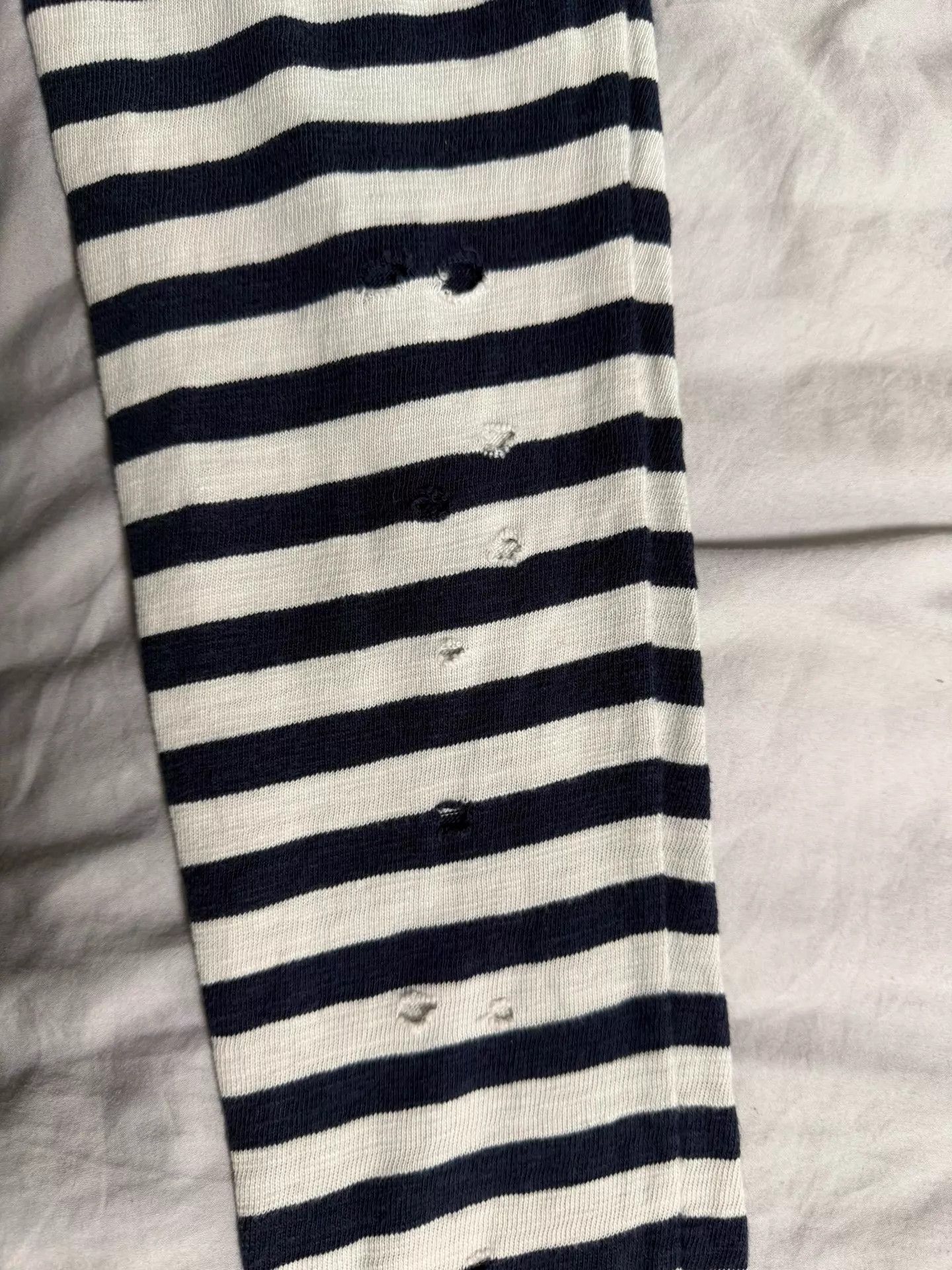 Balmain Balmain CD 10AW Navy & White Stripe LS Distress Tee Archive Size S / US 4 / IT 40 - 6 Thumbnail