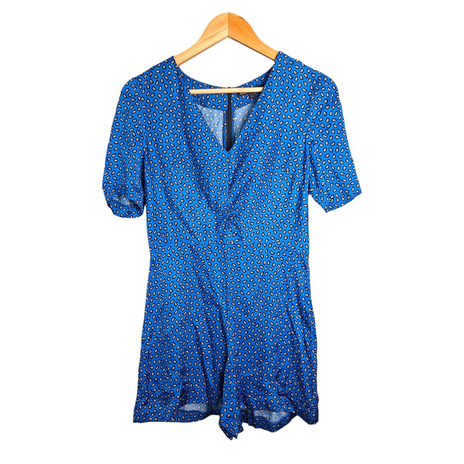 Maje Maje Blue Paisley Print Romper - French Chic Summer Playsuit Size S / US 4 / IT 40 - 1 Thumbnail