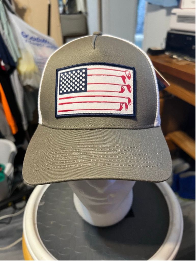 Madison Madson Golf Olive Green White American Flag Golf Trucker Size ONE SIZE - 1 Thumbnail