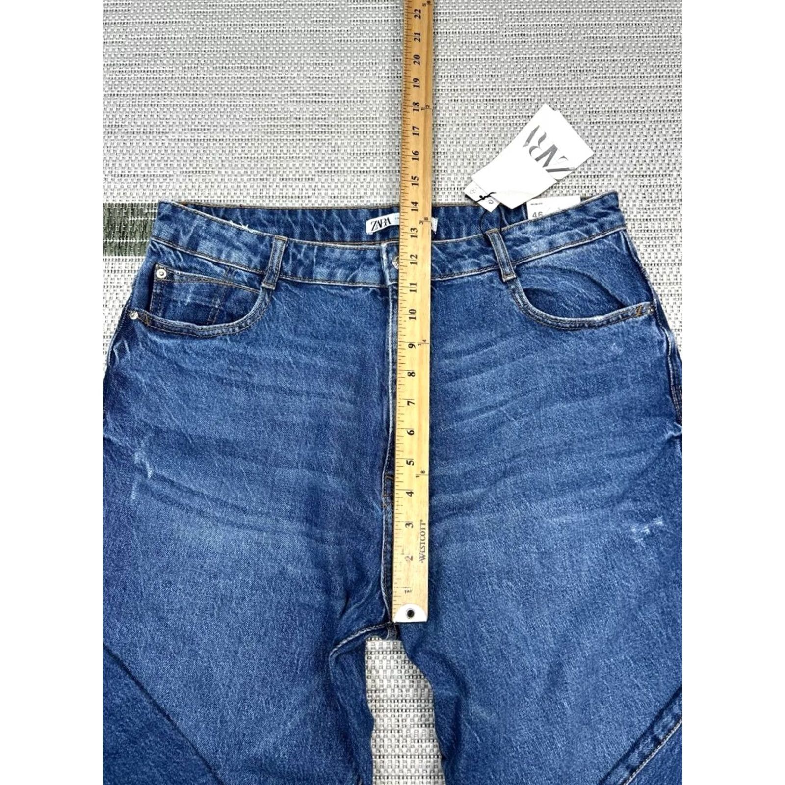Zara Zara Jeans Womens 14 Mom Fit Dark Wash Denim High Rise Blue Slim Leg Ankle Regular Size 14 Womens Jeans Size 36" / US 14 / IT 50 - 5 Thumbnail