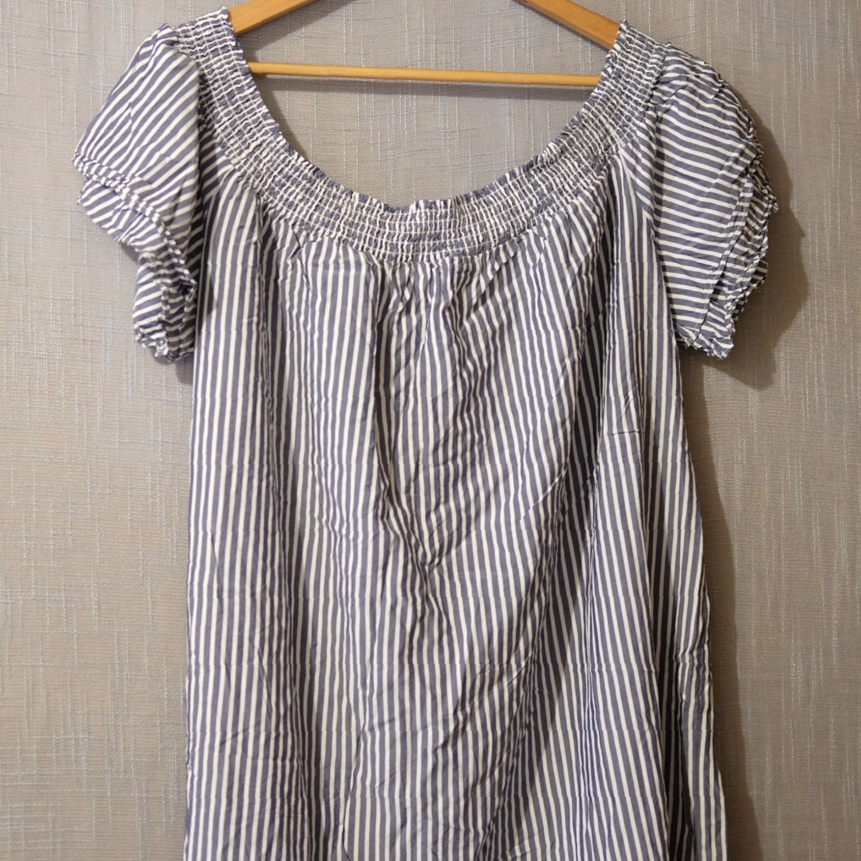 Old Navy Old Navy Off The Shoulder Dress Grey/White Stripe Spuer Soft Womens XXL #H96-64 Dress Size XXL / US 16-18 / IT 52-54 - 5 Thumbnail