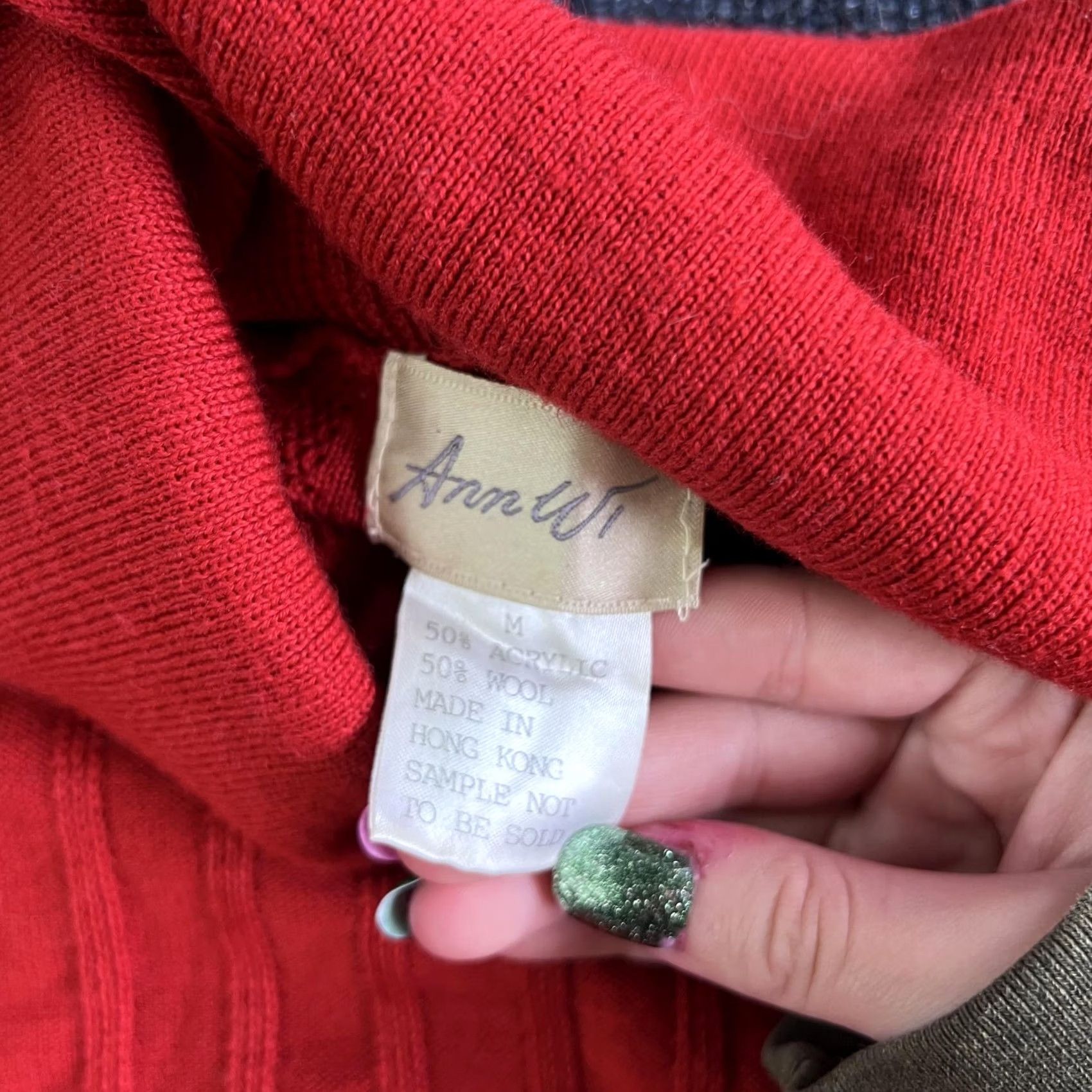 Vintage VINTAGE Ann W Sweater Womens Medium Red Turtleneck Ribbed Knit 80s Hong Kong Womens Size M / US 6-8 / IT 42-44 - 3 Thumbnail