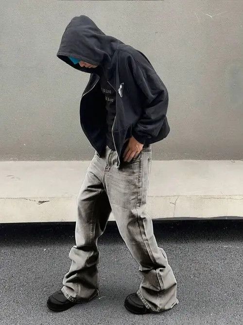 Jean × Vintage Stacked Denim Jeans Drip Hip Hop Size US 32 / EU 48 - 3 Thumbnail