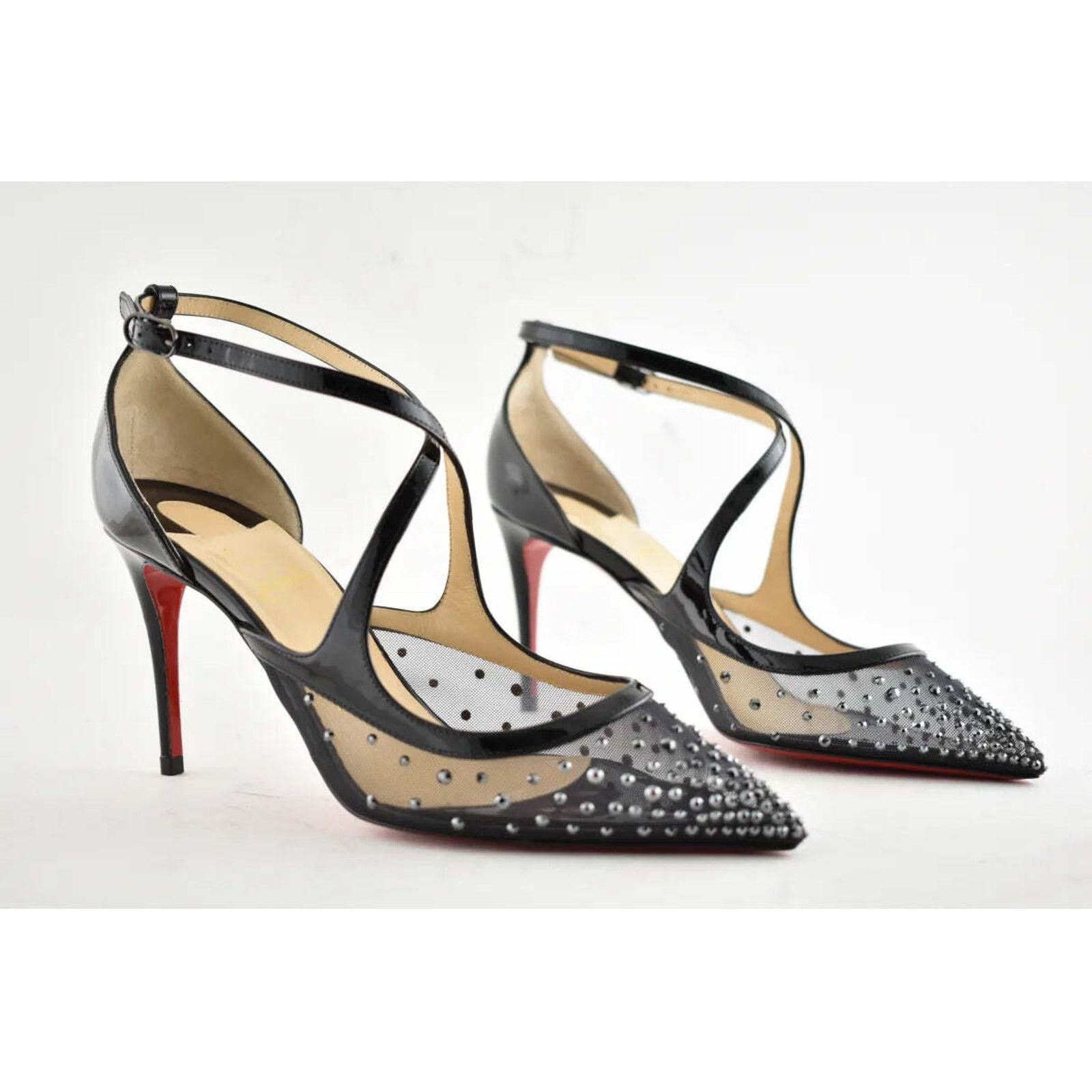 Christian Louboutin Christian Louboutin Twistissima Strass 85 Black Patent Size US 6.5 / IT 36.5 - 4 Thumbnail