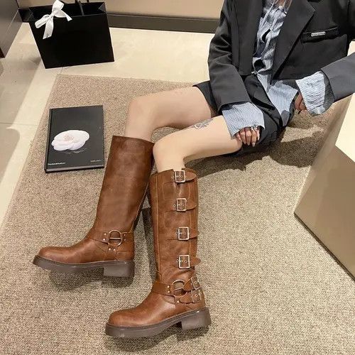 Japanese Brand × Vintage Women’s Biker Boots Gothic Medium Heel Motorcycle style Size US 8 / IT 38 - 2 Thumbnail