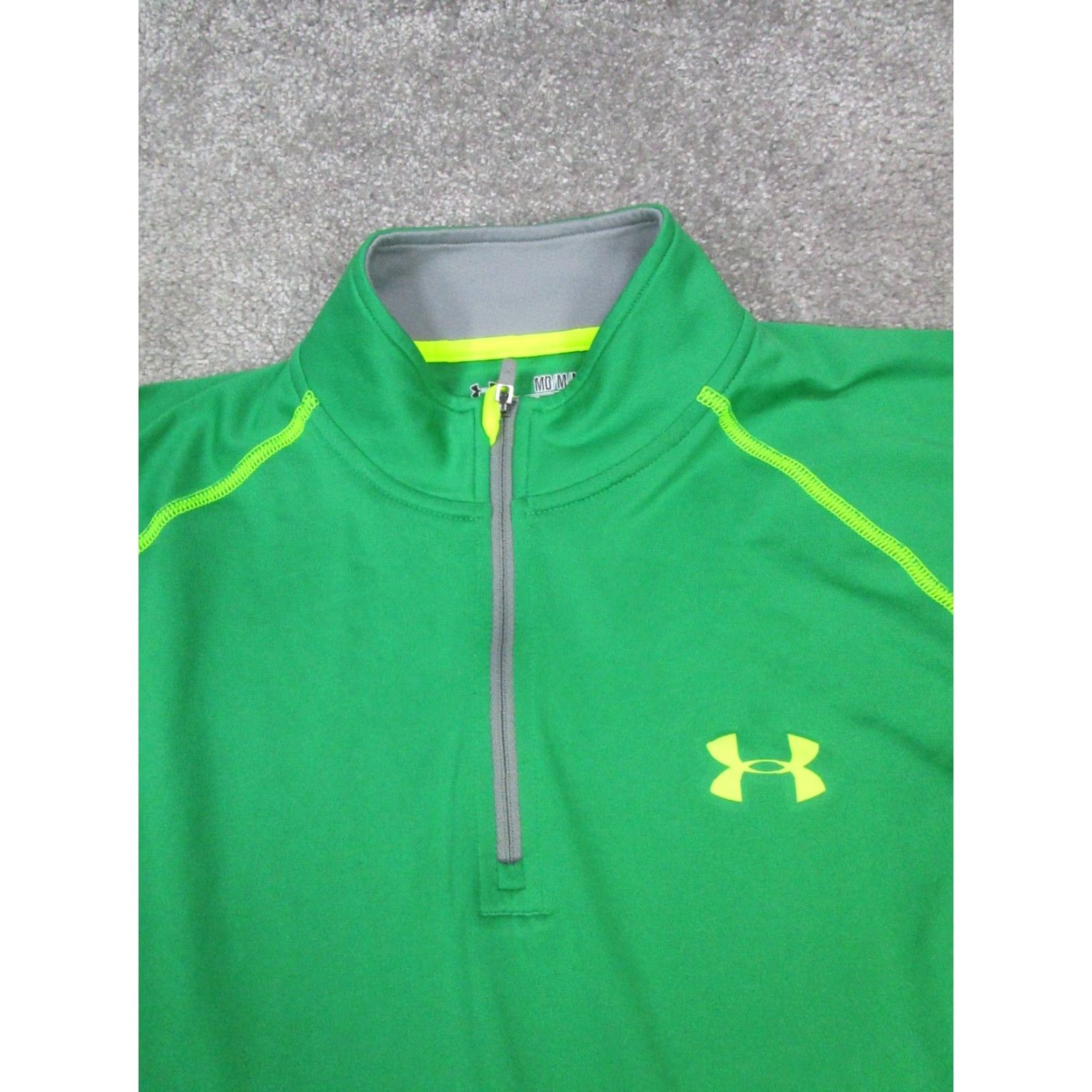 Under Armour Under Armour Sweater Mens M Green Yellow Golf Heatgear 1/4 Zip Mock Neck Long Sleeve Zip Pullover Storm Performance Winter Fall Sports Mens Size US M / EU 48-50 / 2 - 2 Thumbnail