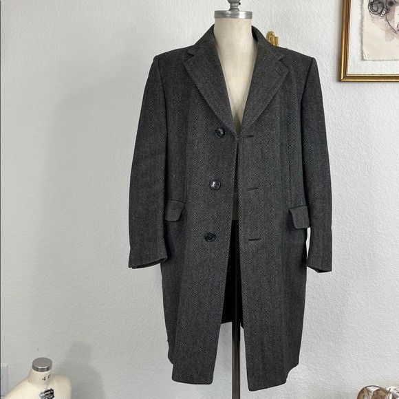 Crombie Cloth Made by Crombie Tweed Men's Coat Herringbone Jacket Mi Size US L / EU 52-54 / 3 - 3 Thumbnail