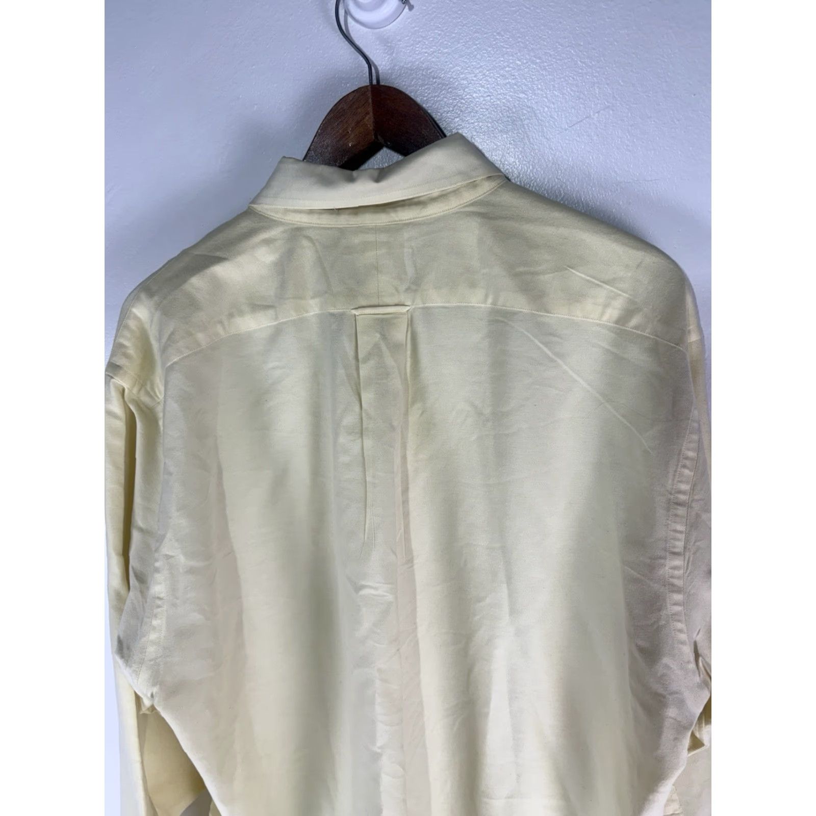 Lands' End Lands' End Dress Shirt Men 17X33 Yellow Button-Down Collar Long Sleeve Pockets Cotton Polyester Regular Size 46R - 5 Thumbnail