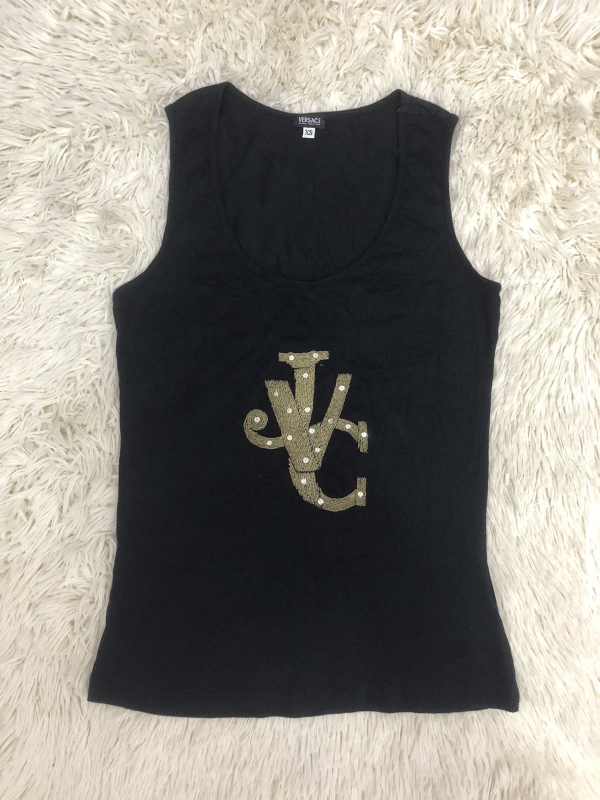 image of Versace Jeans Couture Tank Top in Black, Women's (Size XS)