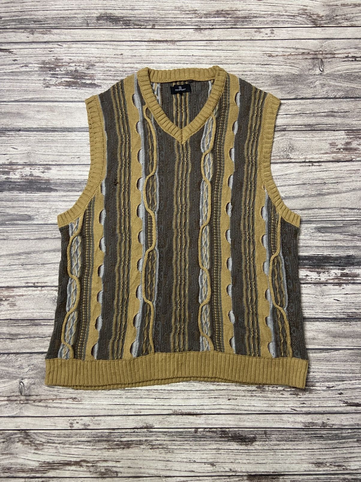 Aran Isles Knitwear × Coogi Rare Coogi Inspired Mono Mart Japan Vest V Neck Knit Size US XL / EU 56 / 4 - 1 Thumbnail