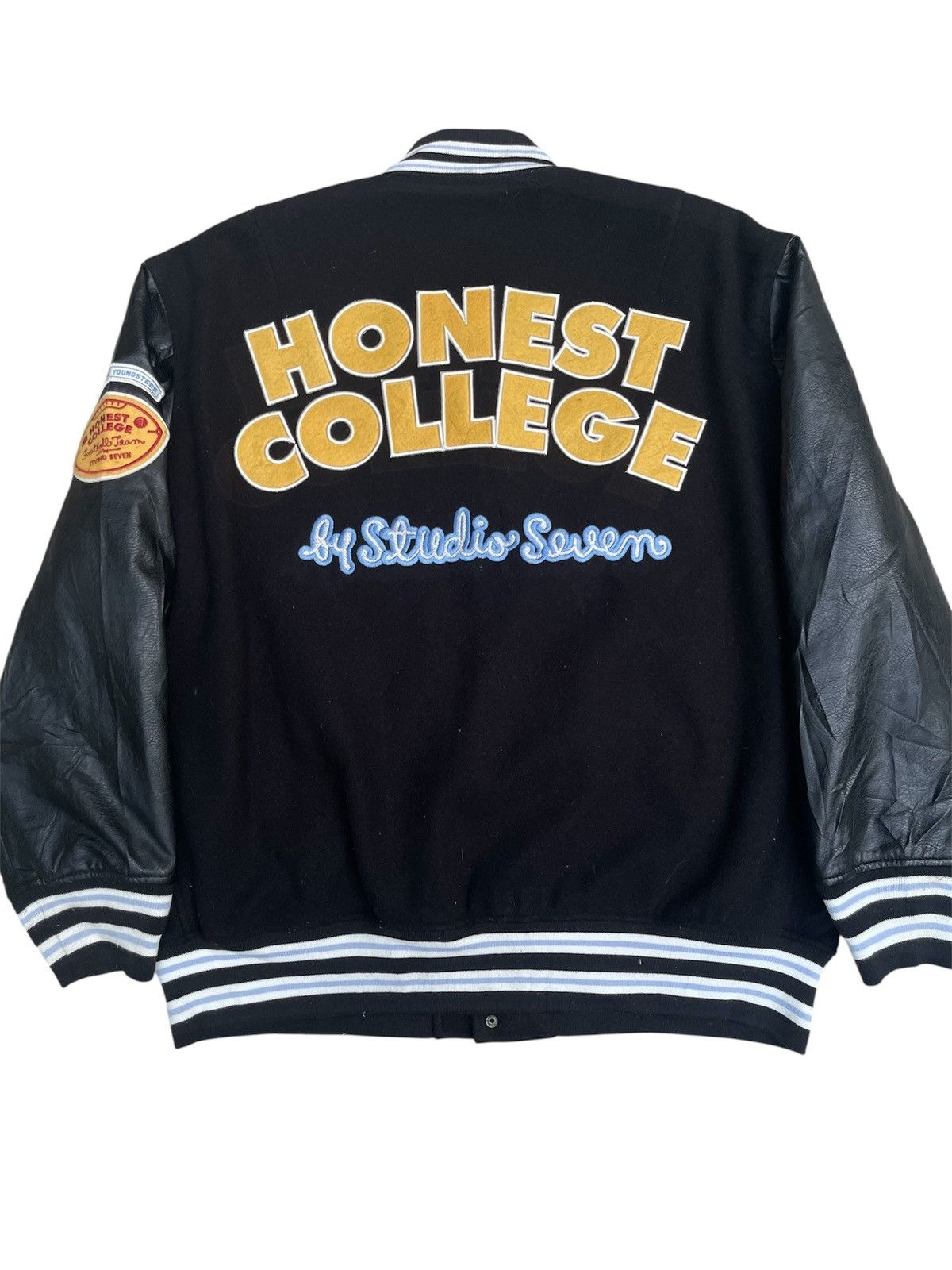 Studio Seven “Honest College” Varsity Jacket Leather Sleeve