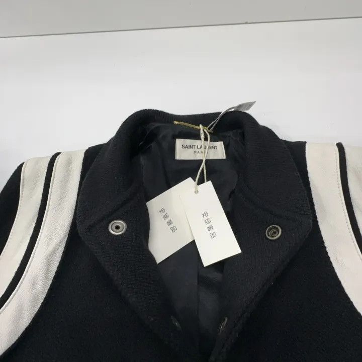 Saint Laurent Paris Saint Laurent Black SS22 Teddy Varsity Jacket -2507 Size S / US 4 / IT 40 - 2 Thumbnail