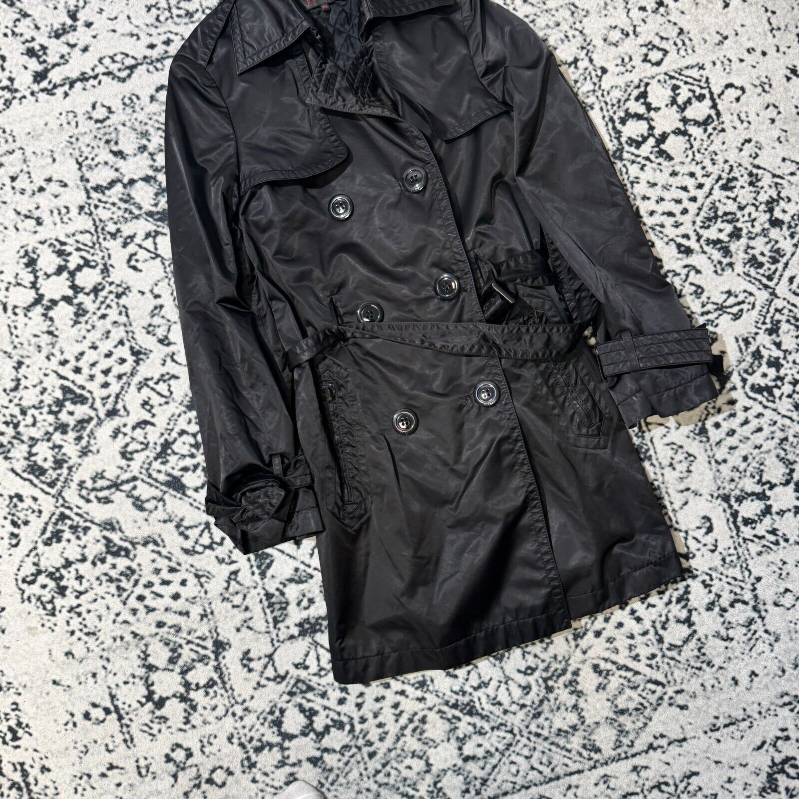 Escada × Vintage Vintage Escada Black Nylon Trench Coat Size 36 IT Y2K 90s Ar Size US L / EU 52-54 / 3 - 3 Thumbnail