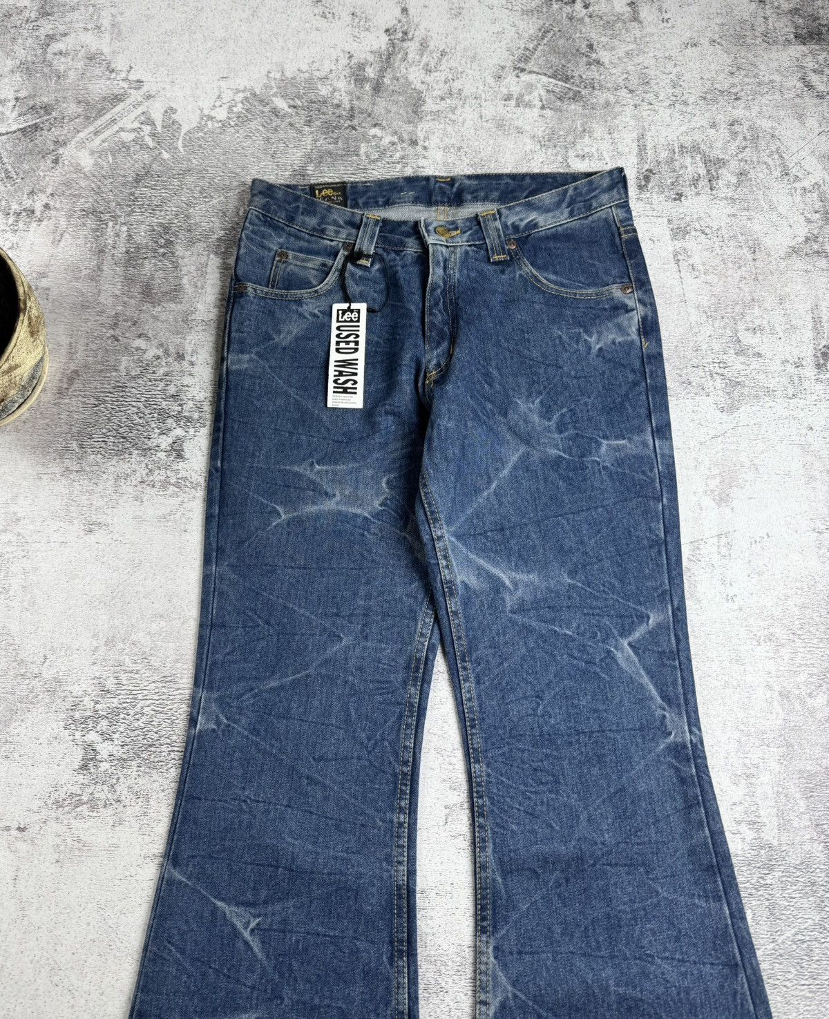 Lee Lee Felton Icon Wrinkles NEW Flare Washed Y2K Faded 12 Size Denim Jeans Trousers Size 32" / US 10 / IT 46 - 16 Thumbnail