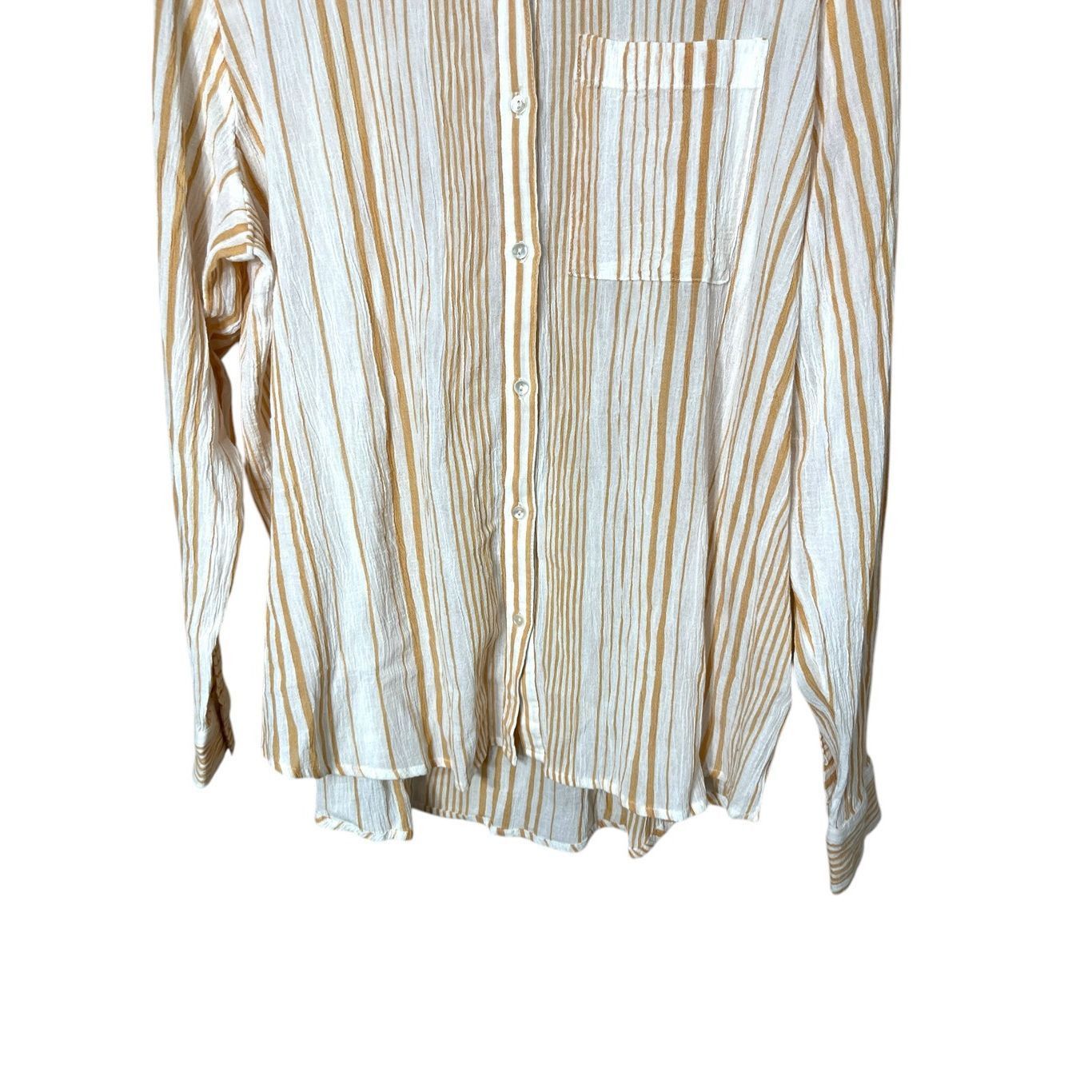 Other Sundance White Orange Striped Button Down Lightweight Gauzy Size XL / US 12-14 / IT 48-50 - 3 Thumbnail