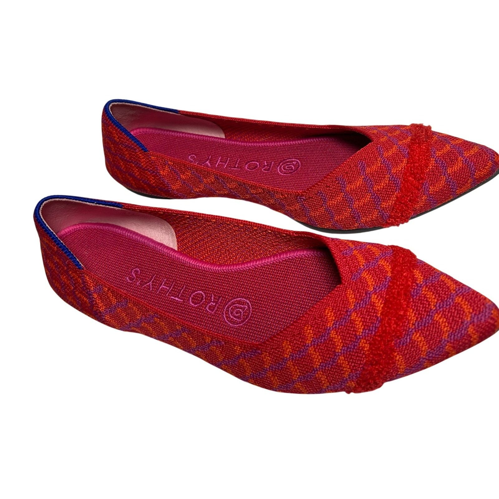 Rothy's Rothys The Point Red Orange Purple Knit Flats W6 Size US 6 / IT 36 - 2 Thumbnail