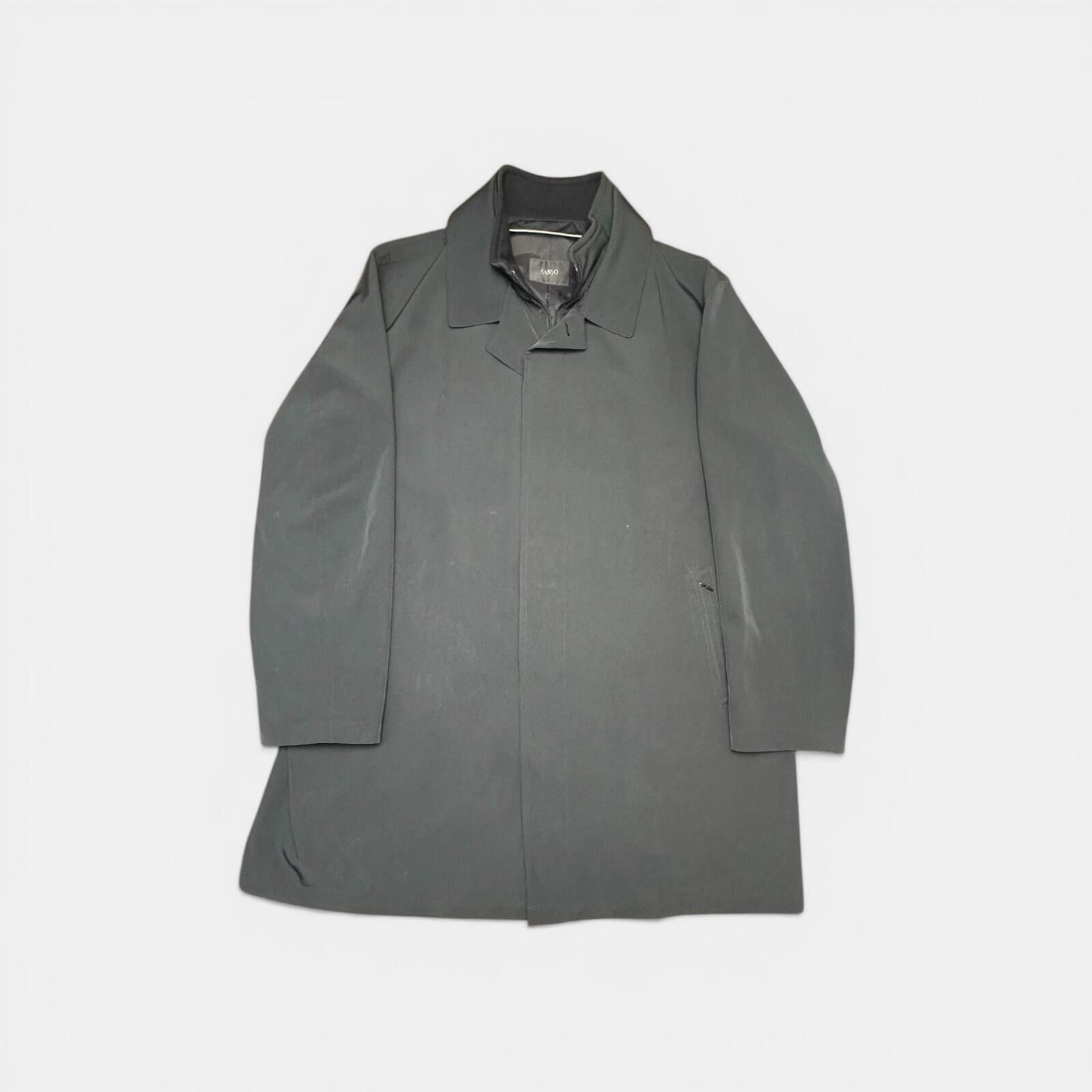 Sanyo Sanyo Mens 48R Black Trench Coat Raincoat Overcoat Classic Size US M / EU 48-50 / 2 - 1 Thumbnail