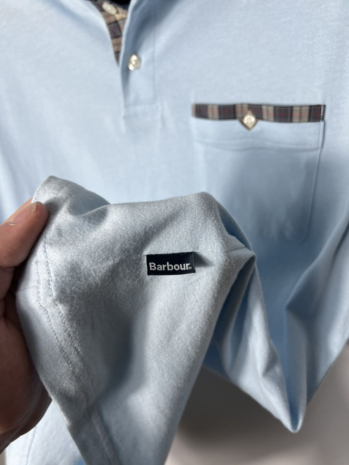 Barbour Vintage streetwear y2k Barbour Corpatch Light Blue T-shirt Size US L / EU 52-54 / 3 - 5 Thumbnail