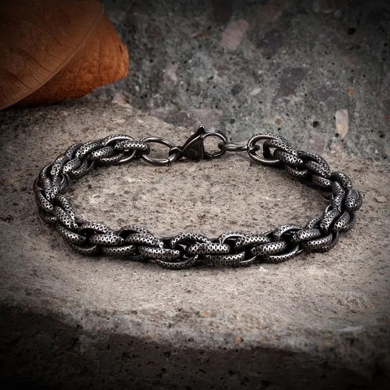 Vintage Vintage Oxidized Black Link Chain Bracelets Size ONE SIZE - 1 Thumbnail