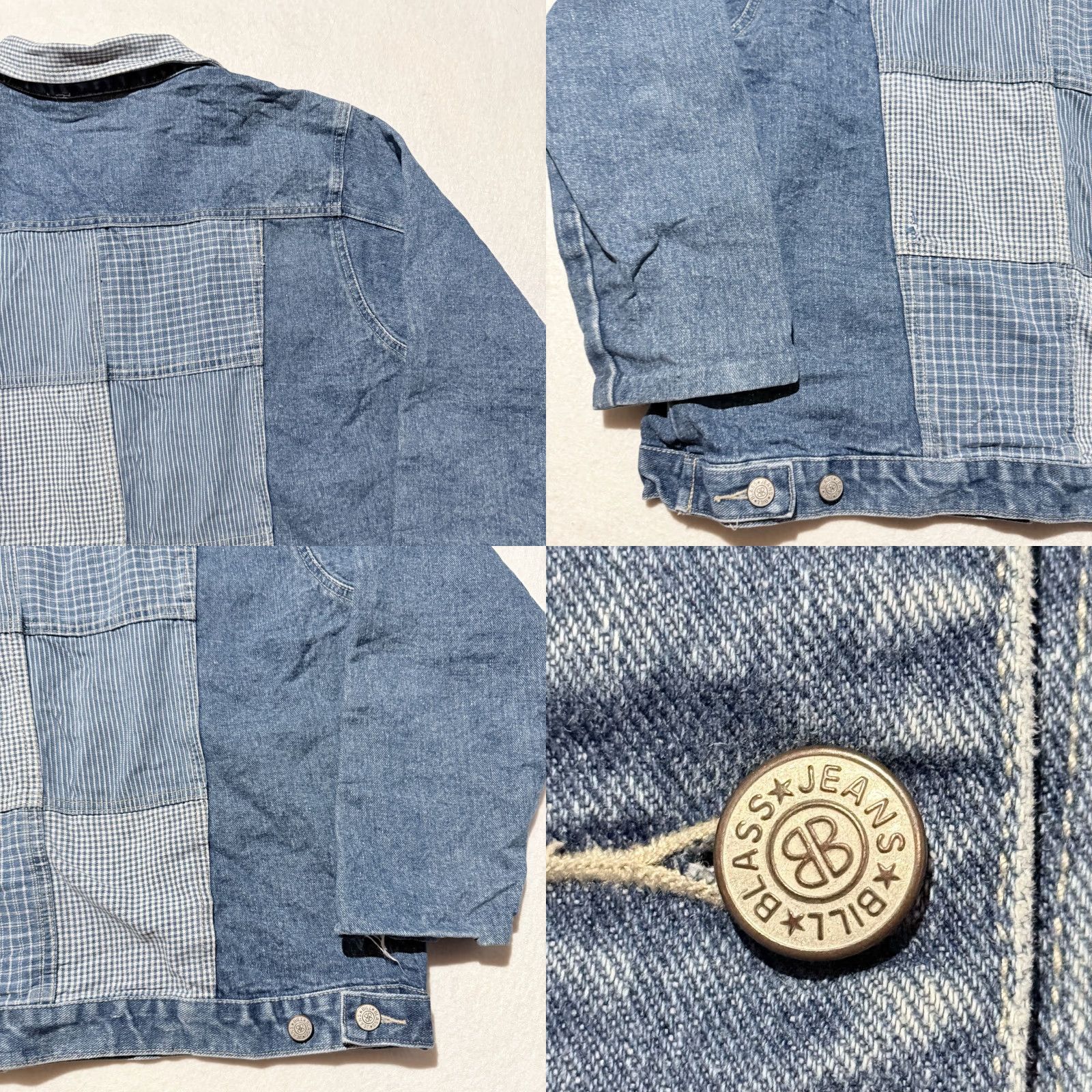 Bill Blass VINTAGE Bill Blass Jacket Blue Womens Plaid Denin Patchwork Trucker Jacket - Large 90s Size US L / EU 52-54 / 3 - 8 Thumbnail