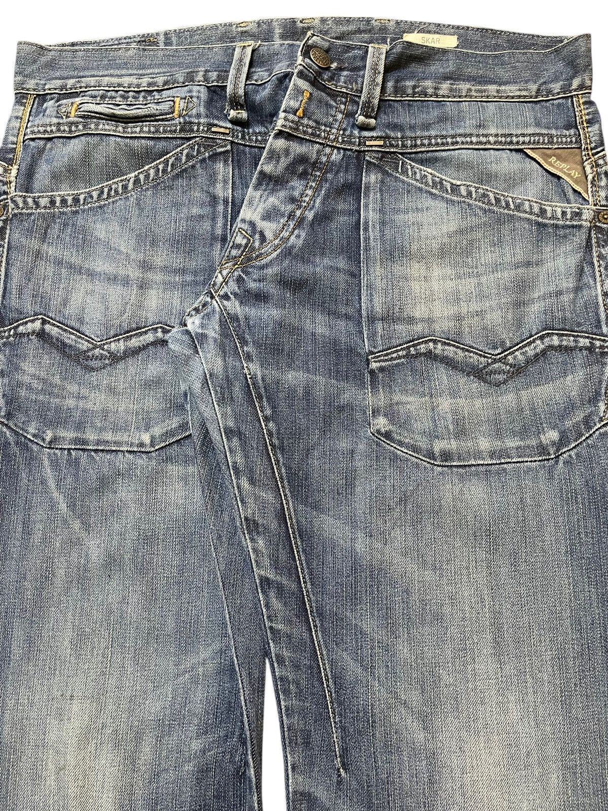 Replay Blue Faded Wash Avant Garde Style Loose Jeans