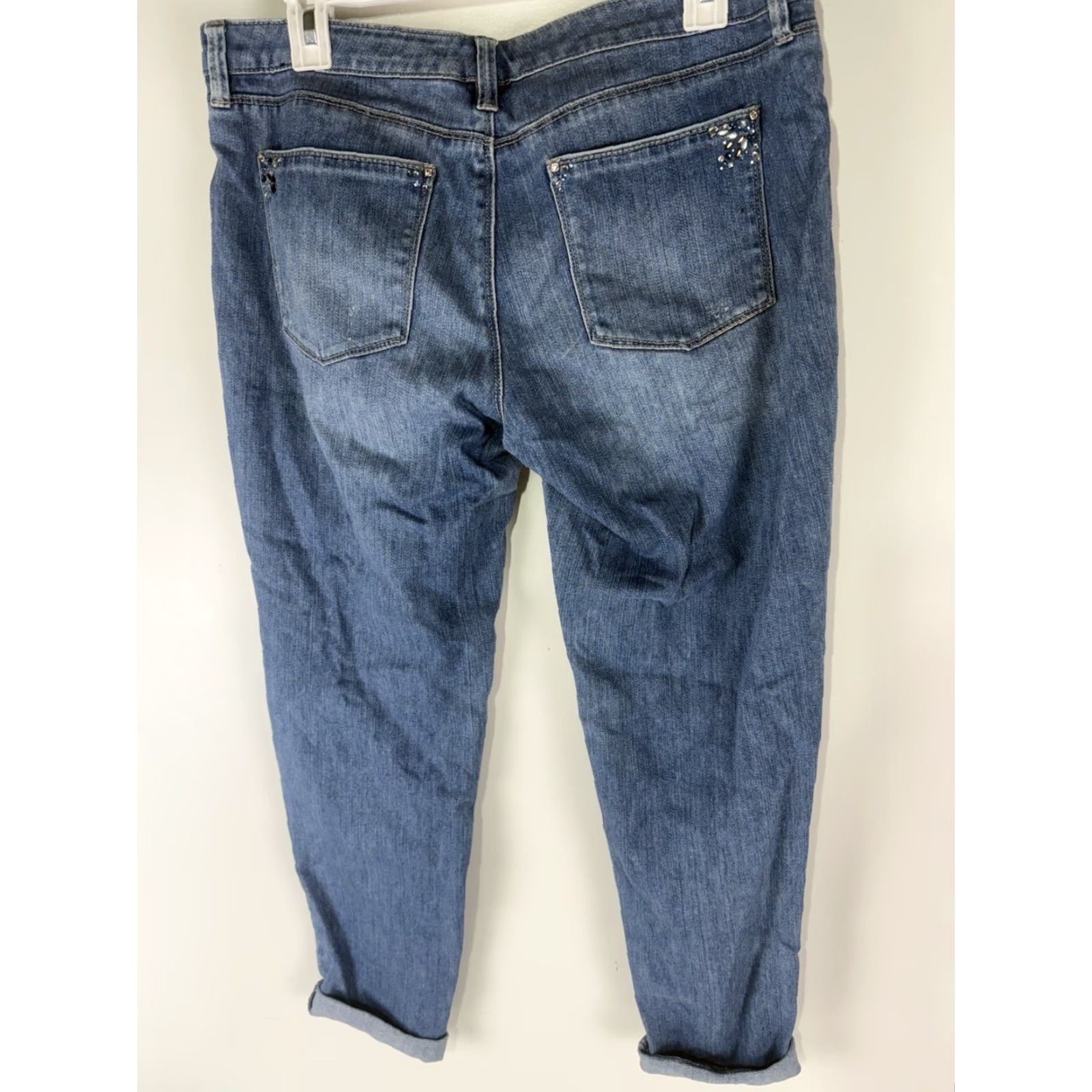 White House Black Market VINTAGE White House Black Market Girlfriend Jeans Womens Size 10 Ankle Fit Distressed Cotton Spandex Blue 2010s Size 32" / US 10 / IT 46 - 5 Thumbnail
