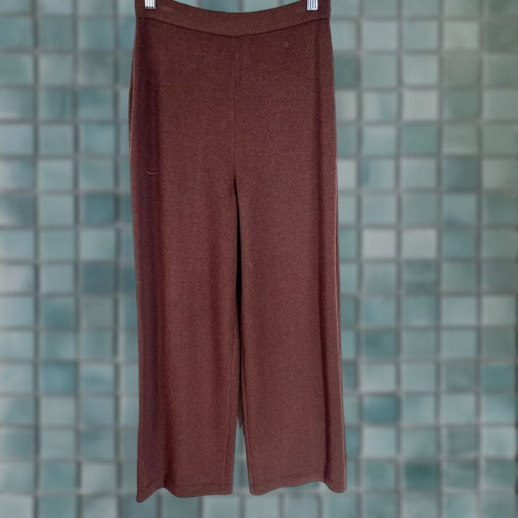 Vintage VINTAGE Marie Gray Wide Leg Pants Womens Size 4 Brown Stretch Knit 80s Size 27" / US 4 / IT 40 - 1 Thumbnail
