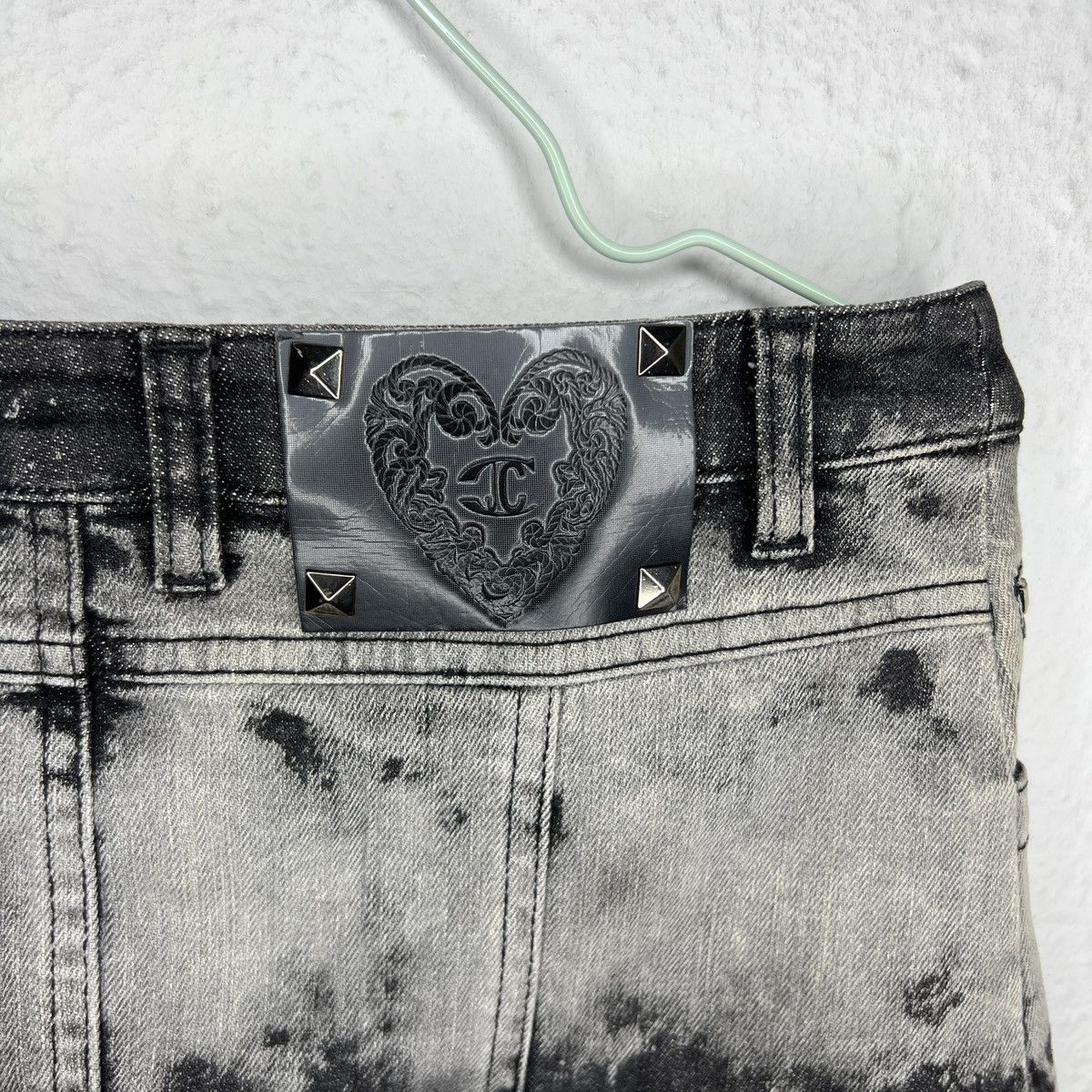 Just Cavalli × Roberto Cavalli × Vintage Just Cavalli Mini Skirt Painted Grey Vintage Zip Retro Y2K Size 28" / US 6 / IT 42 - 6 Thumbnail