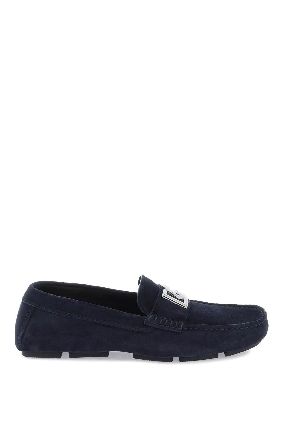 image of Dolce Gabbana O1S22I1N0224 Suede Drivers Loafers In Blue, Men's (Size 9)
