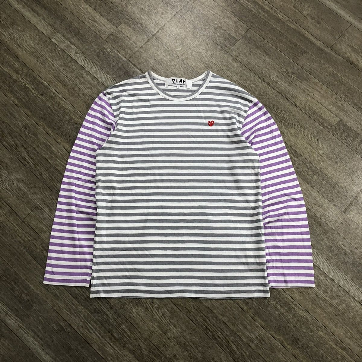 Comme des Garcons PLAY 🇯🇵Vintage Comme des Garçons Play Heart CDG Striped Longsleeve Size US L / EU 52-54 / 3 - 1 Thumbnail