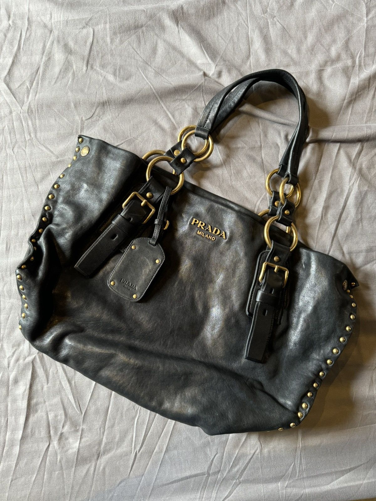 Prada PRADA Nappa Studded Aviator Shopping Tote Size ONE SIZE - 1 Thumbnail
